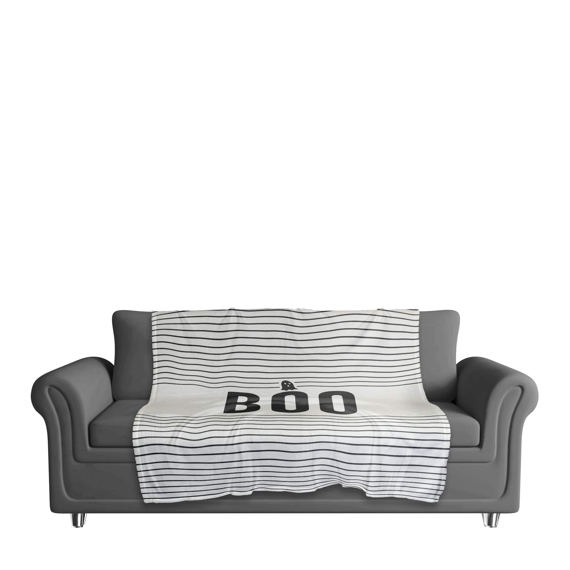Stripes Ghost Boo Fleece Throw Blanket