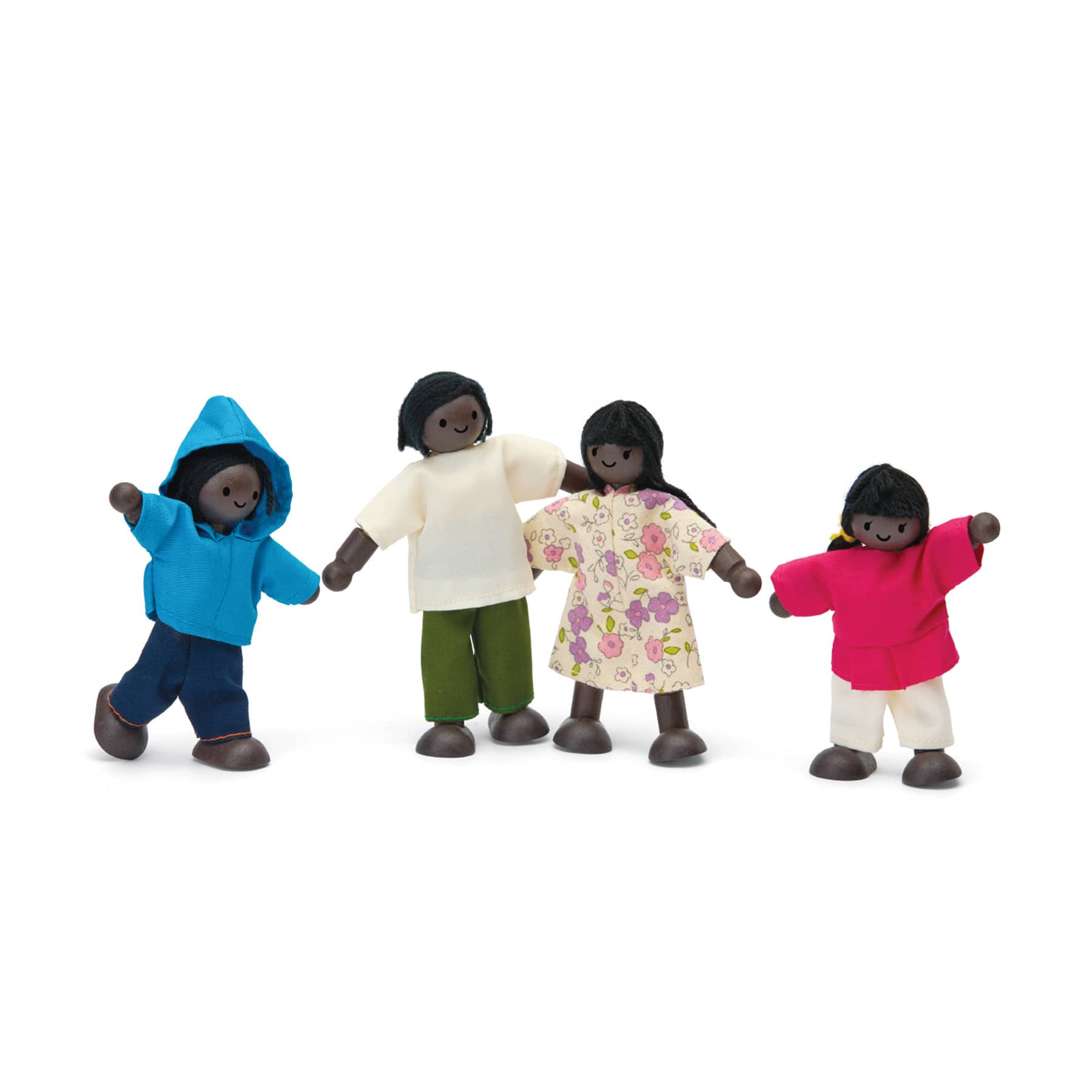 PlanToys Dark Skin Tone Wood Doll Family Set