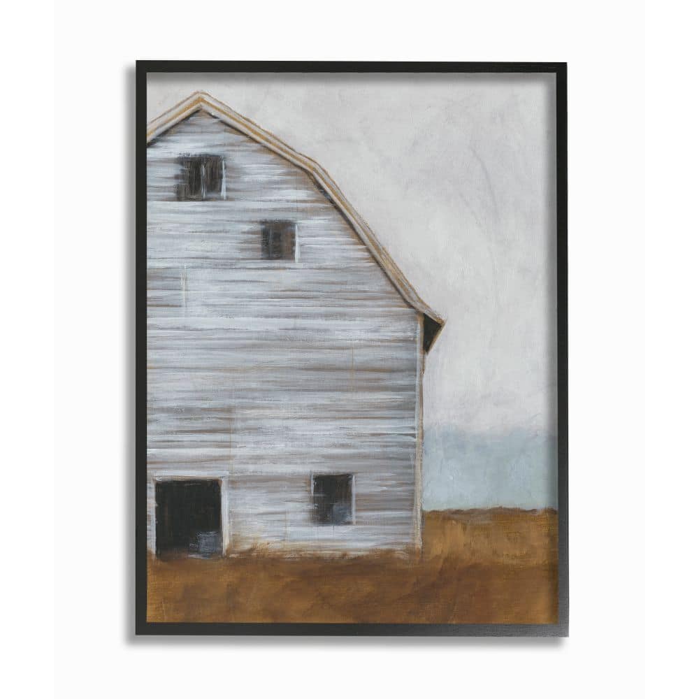 Stupell Industries Worn Old Barn Farm Wall Art in Black Frame