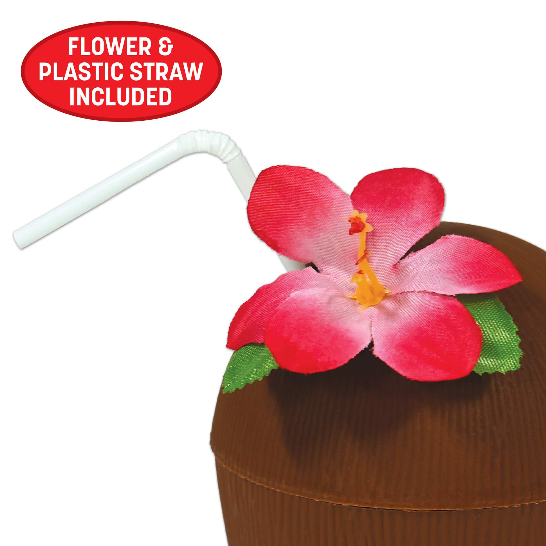 Beistle 16oz. Plastic Coconut Cups with Straws, 2ct.