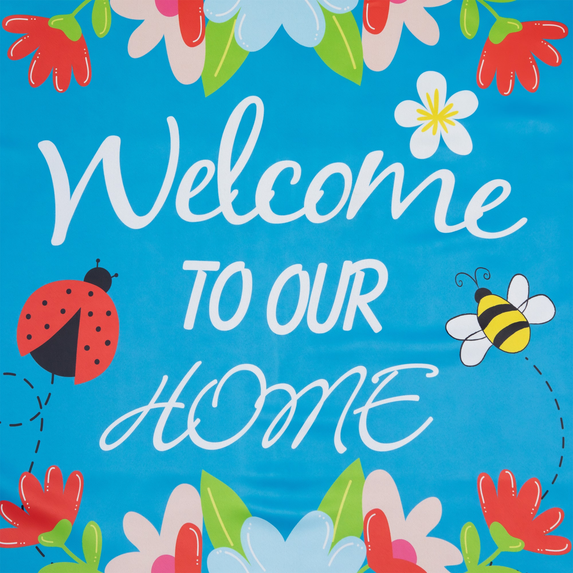 Welcome to Our Home Blue Floral Outdoor House Flag 28" x 40"