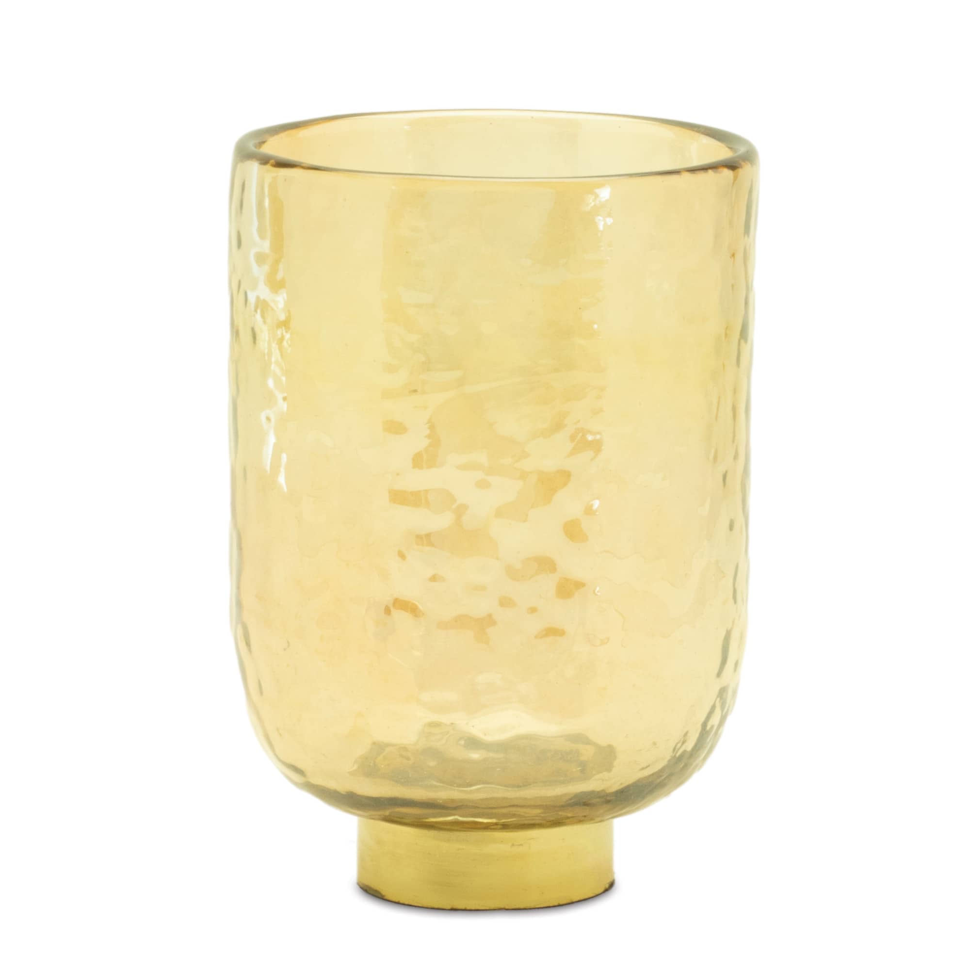 5.5" Gold Glass Candle Holders Vase with Metal Accent