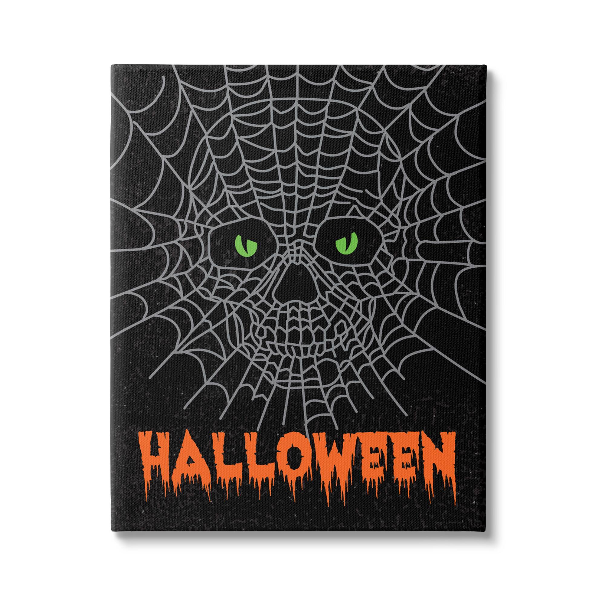 Stupell Industries Spooky Halloween Spider Web Skull Canvas Wall Art