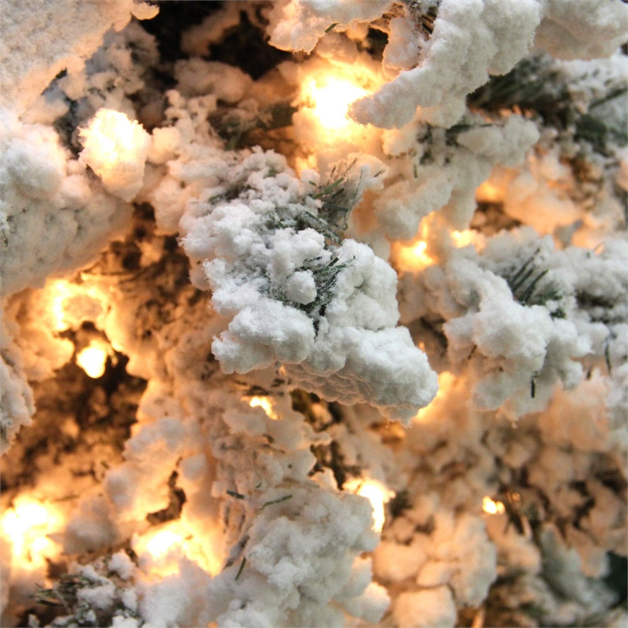 7.5ft. Pre-Lit Heavily Flocked Pine Artificial Christmas Tree, Clear Lights