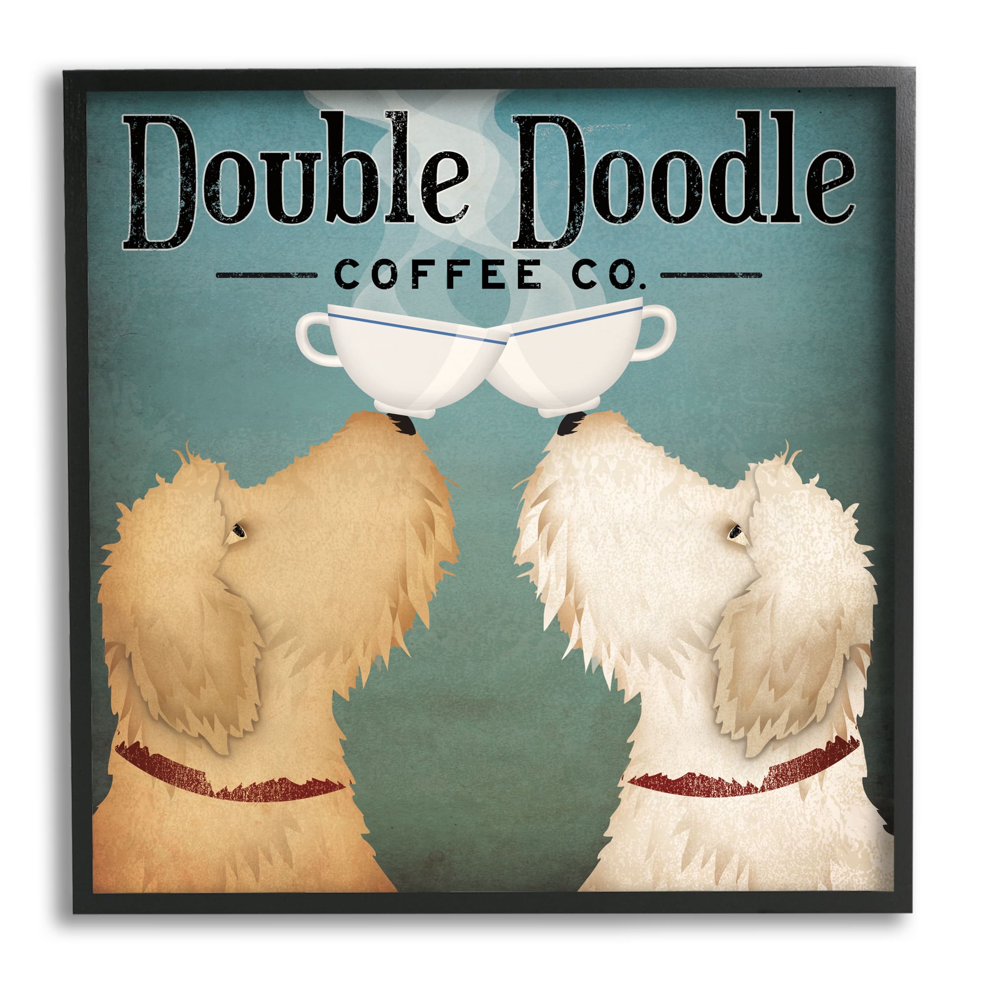 Stupell Industries Doodle Dog Vintage Coffee Company Sign Framed Giclee Art