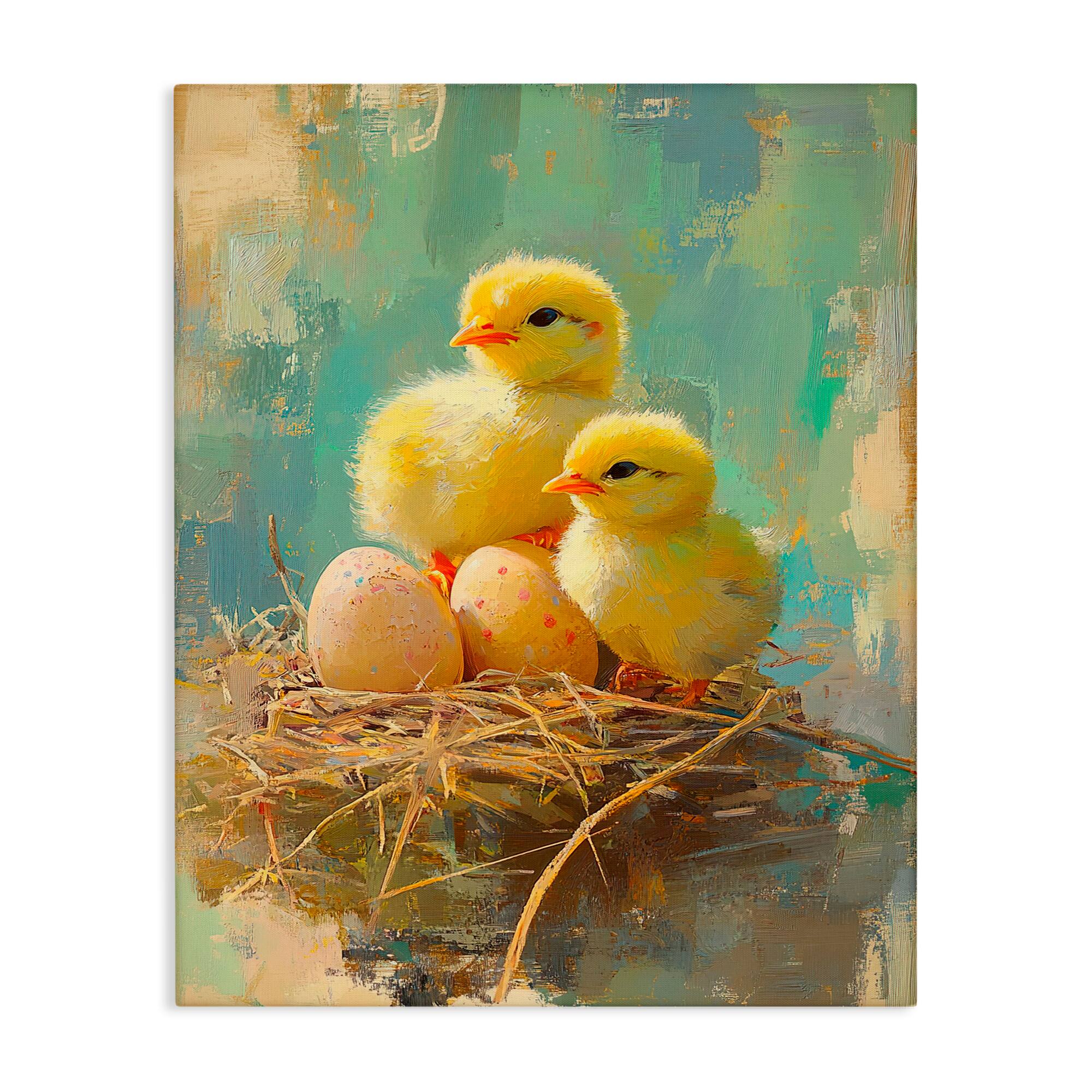 Stupell Industries Easter Chicks & Eggs Canvas Wall Art