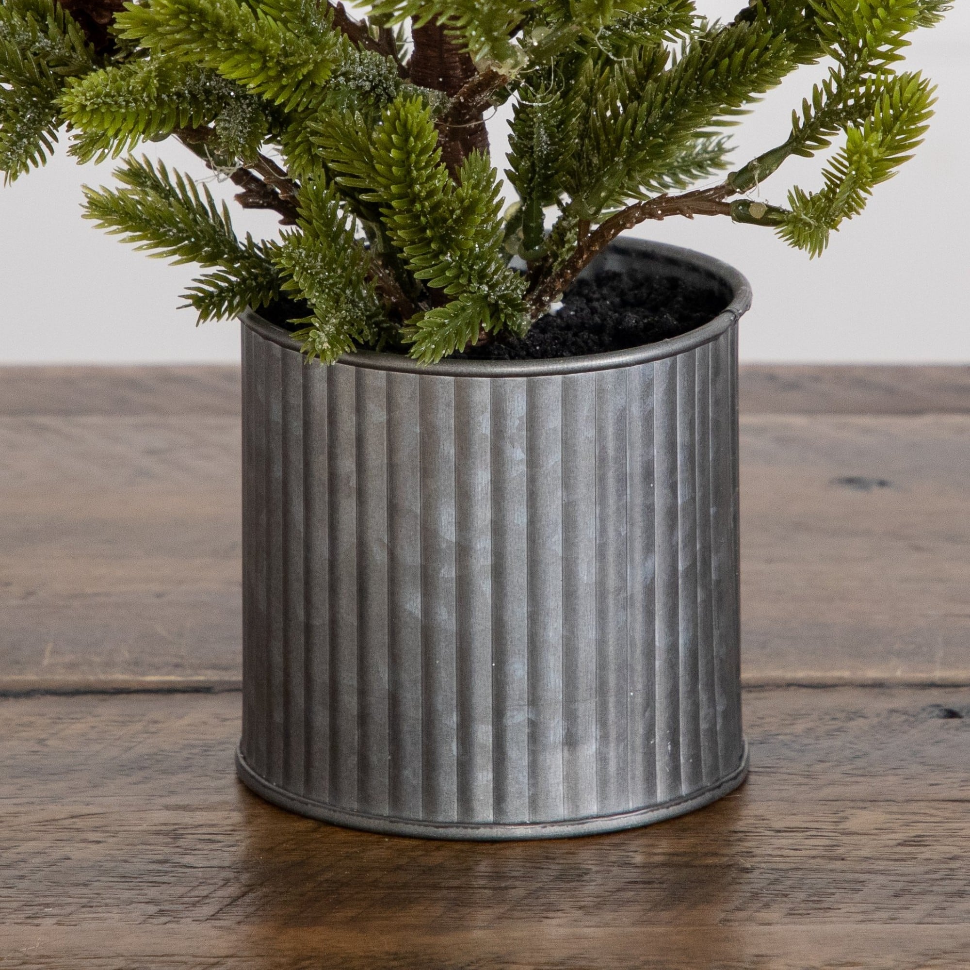 Nearly Natural 18" Unlit Artificial Christmas Tree with Pinecones in Metal Tin Planter