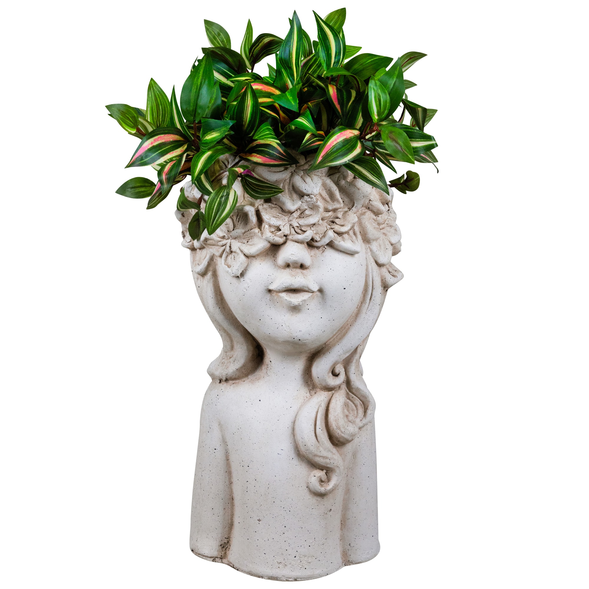Lady Head with Flowers Outdoor Garden Planter - 16.5"