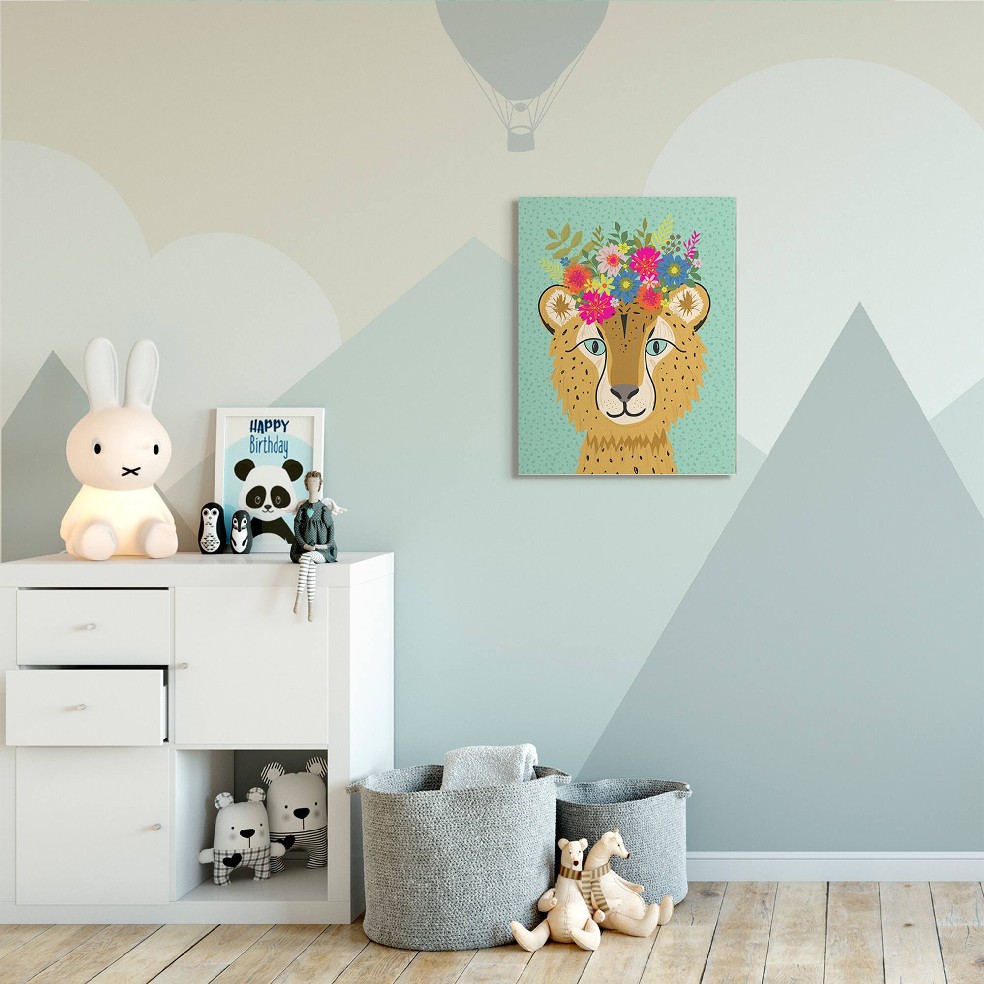 Stupell Industries Floral Crown Cheetah Spotted Fur Playful Animal Canvas Wall Art
