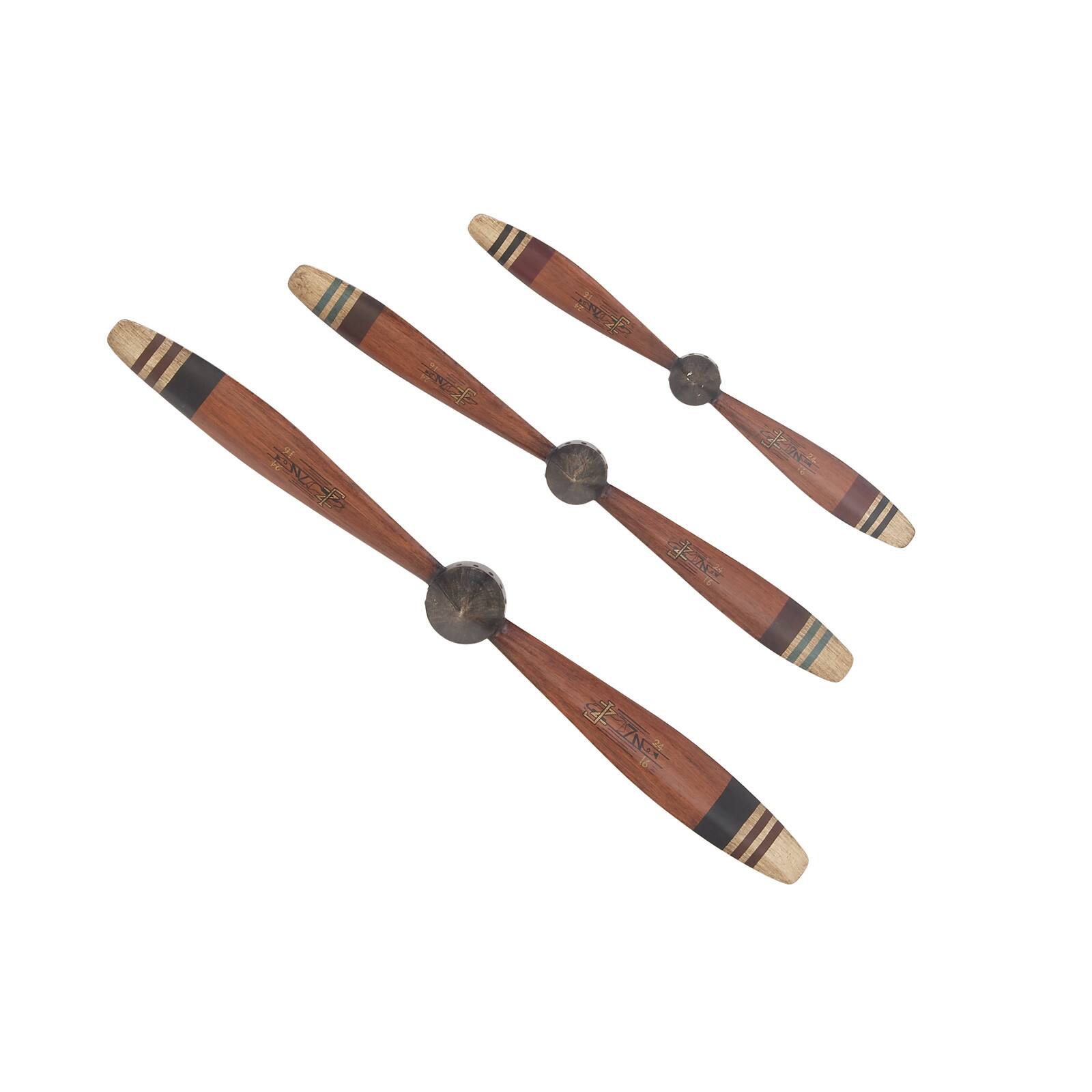 Red Metal Propeller Industrial Wall Décor Set