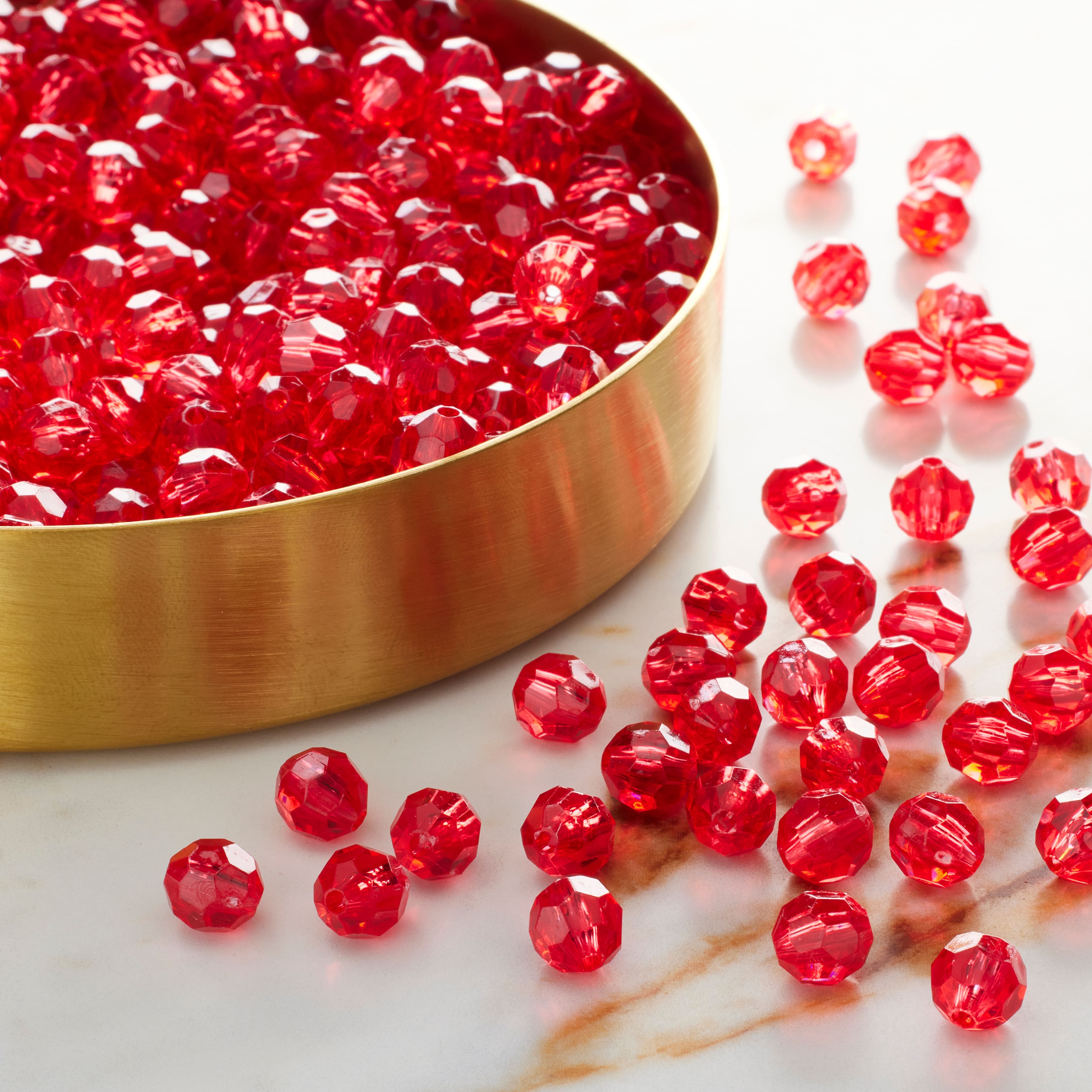 Red Faceted Acrylic Round Bead Value Pack, 6mm by Bead Landing™