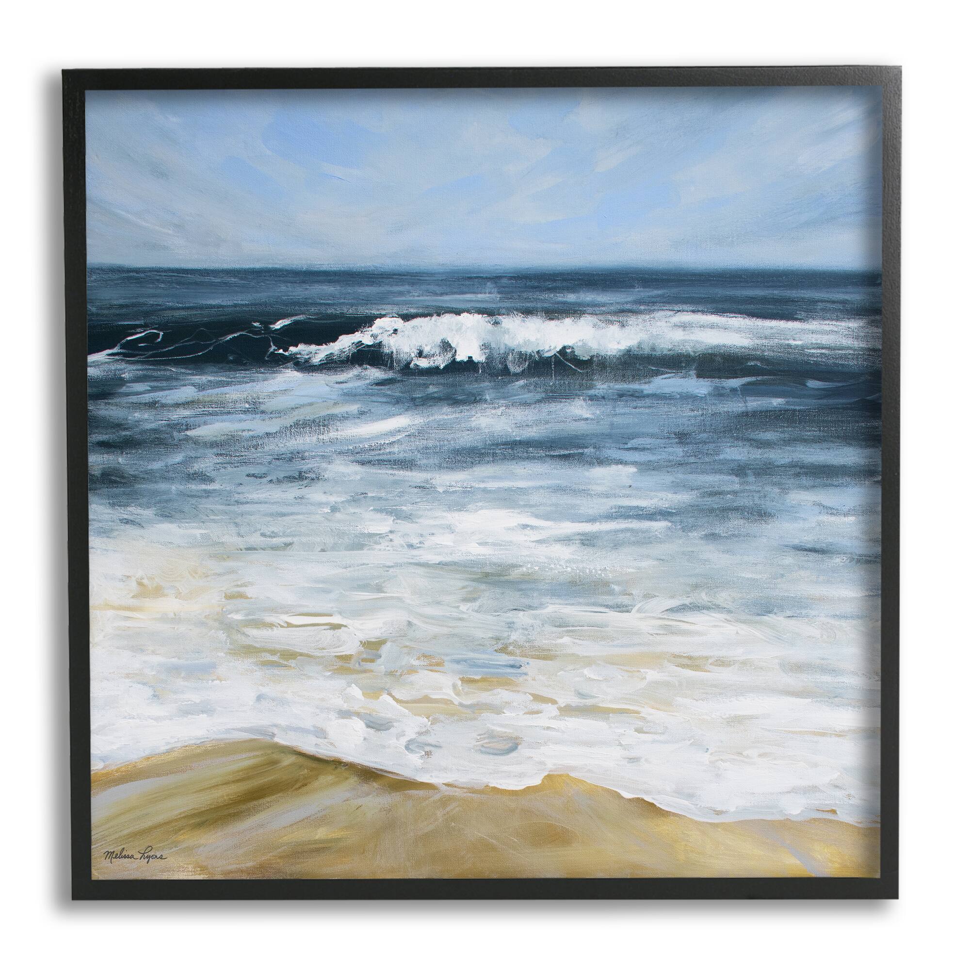 Stupell Industries Incoming Waves Beach Shoreline Painting Nautical Seascape Framed Wall Art
