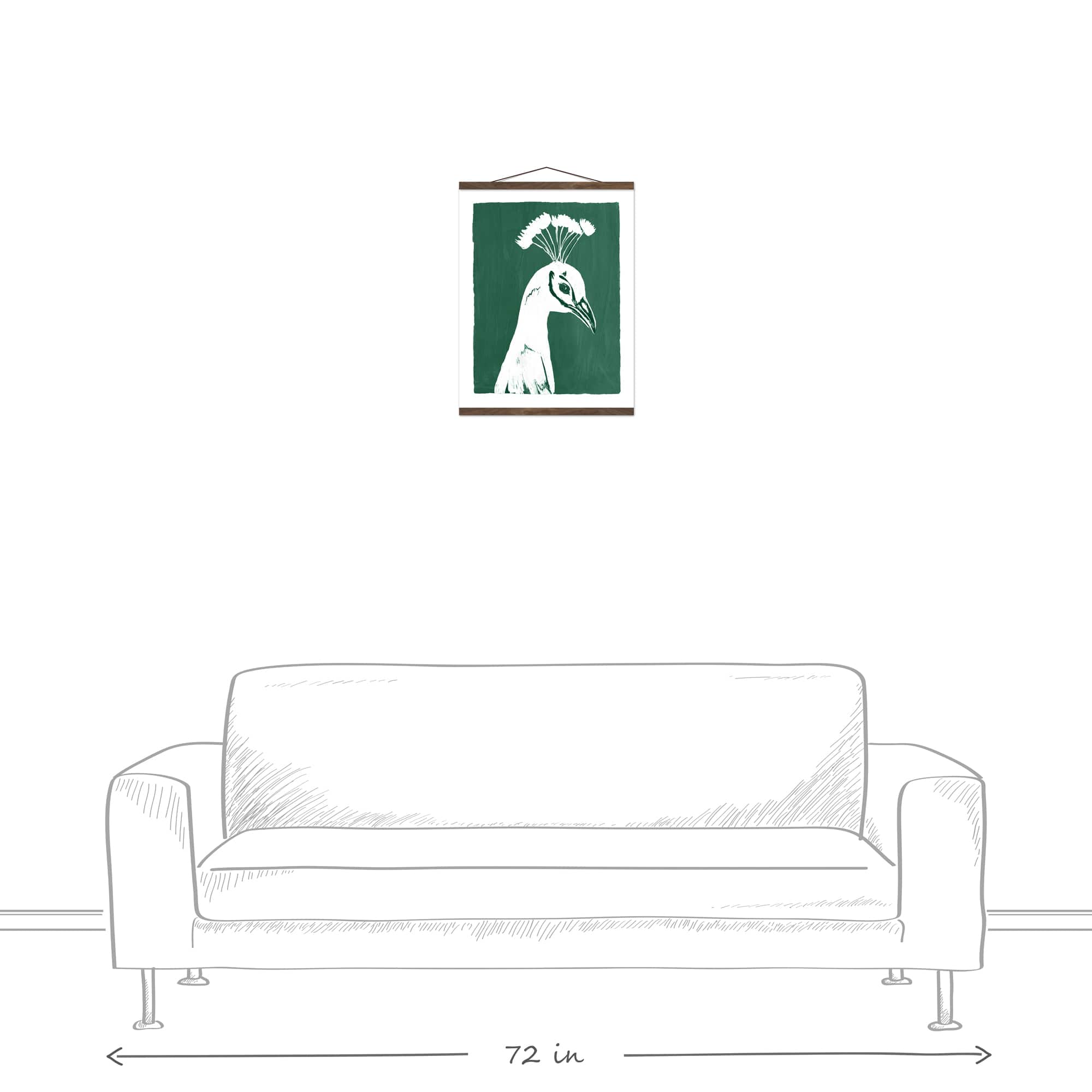 Peacock Portrait Teak Hanging Canvas