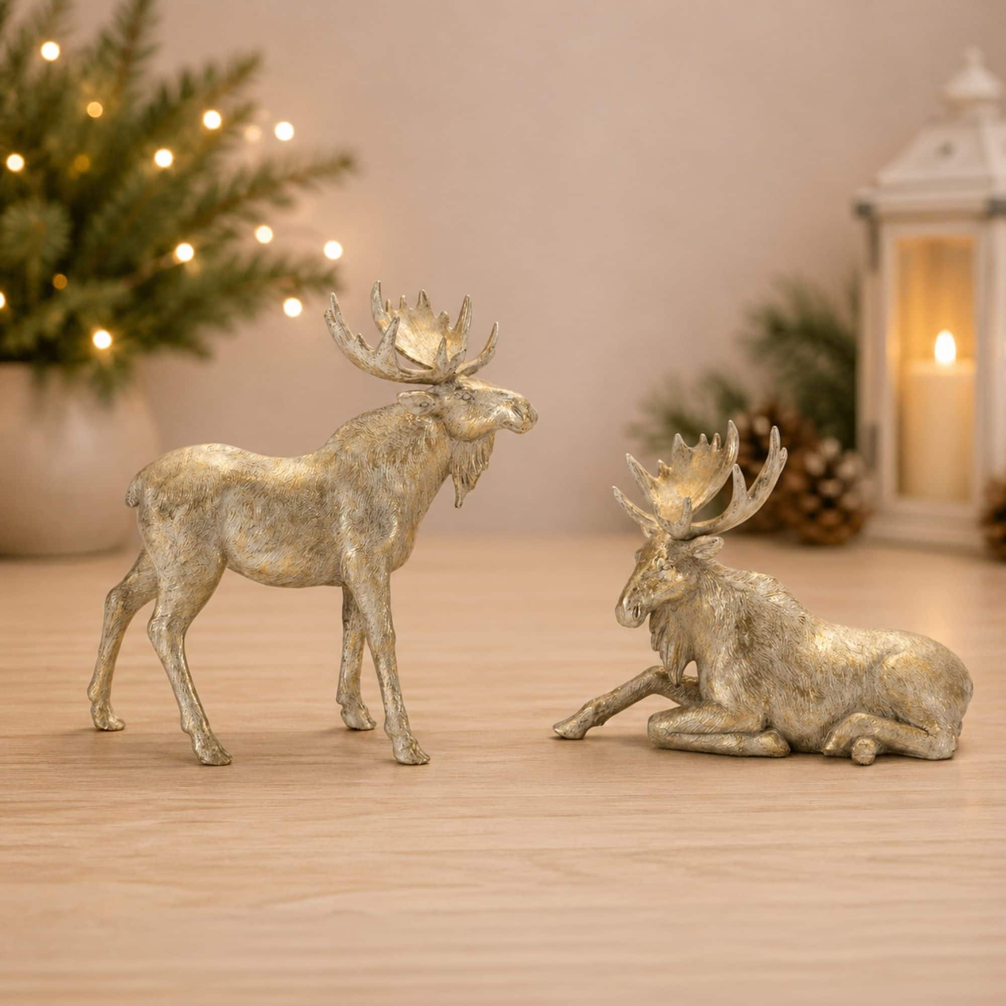 Winter Moose Figurine Set
