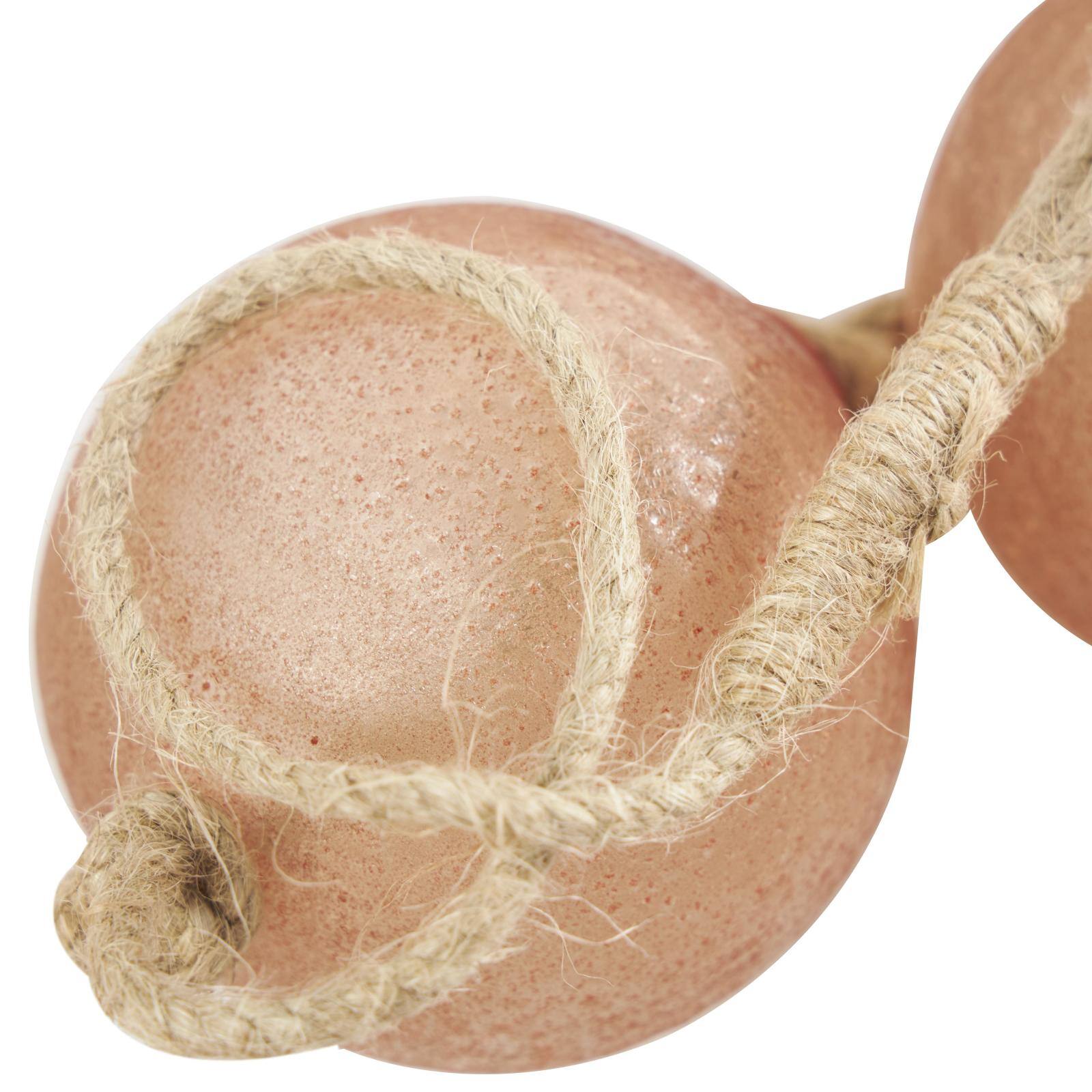 92" Pink Handmade Round Extra Long Frosted Glass Orb Beaded Garland with Tassel Knotted Jute Rope