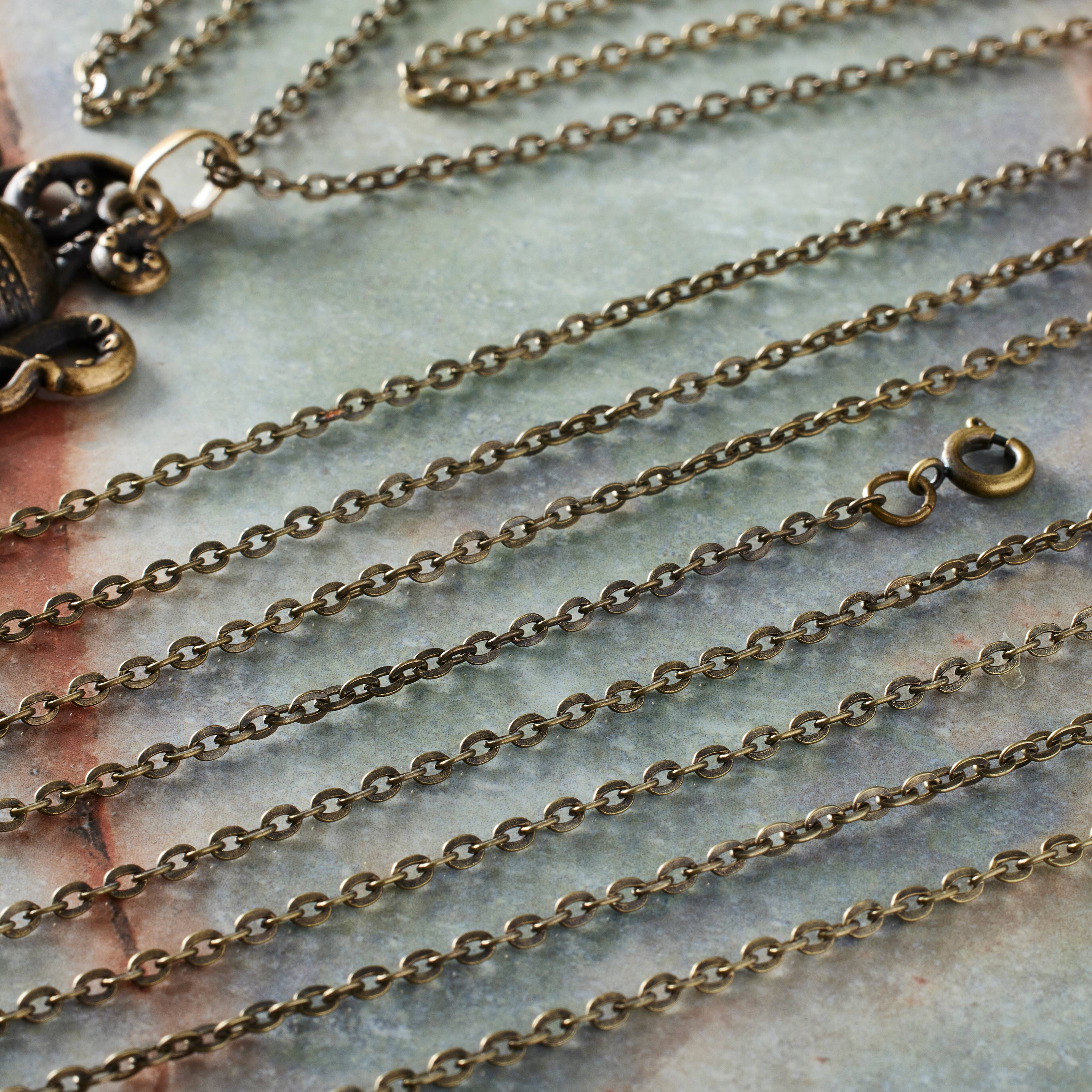 12 Packs: 3 ct. (36 total) 30" Oxidized Brass Flat Oval Chain Necklaces by Bead Landing™