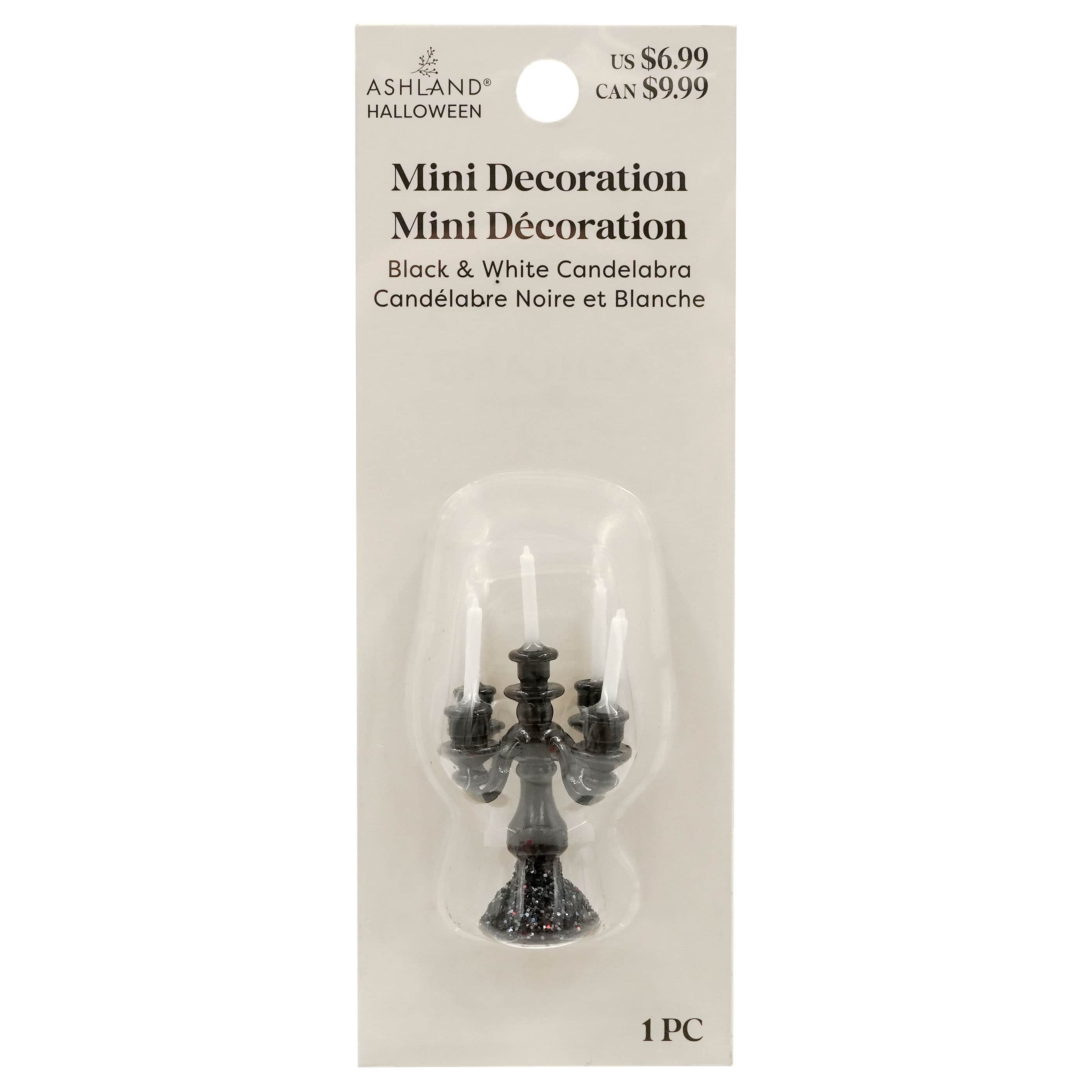 Mini Black Candelabra with White Candles by Ashland®