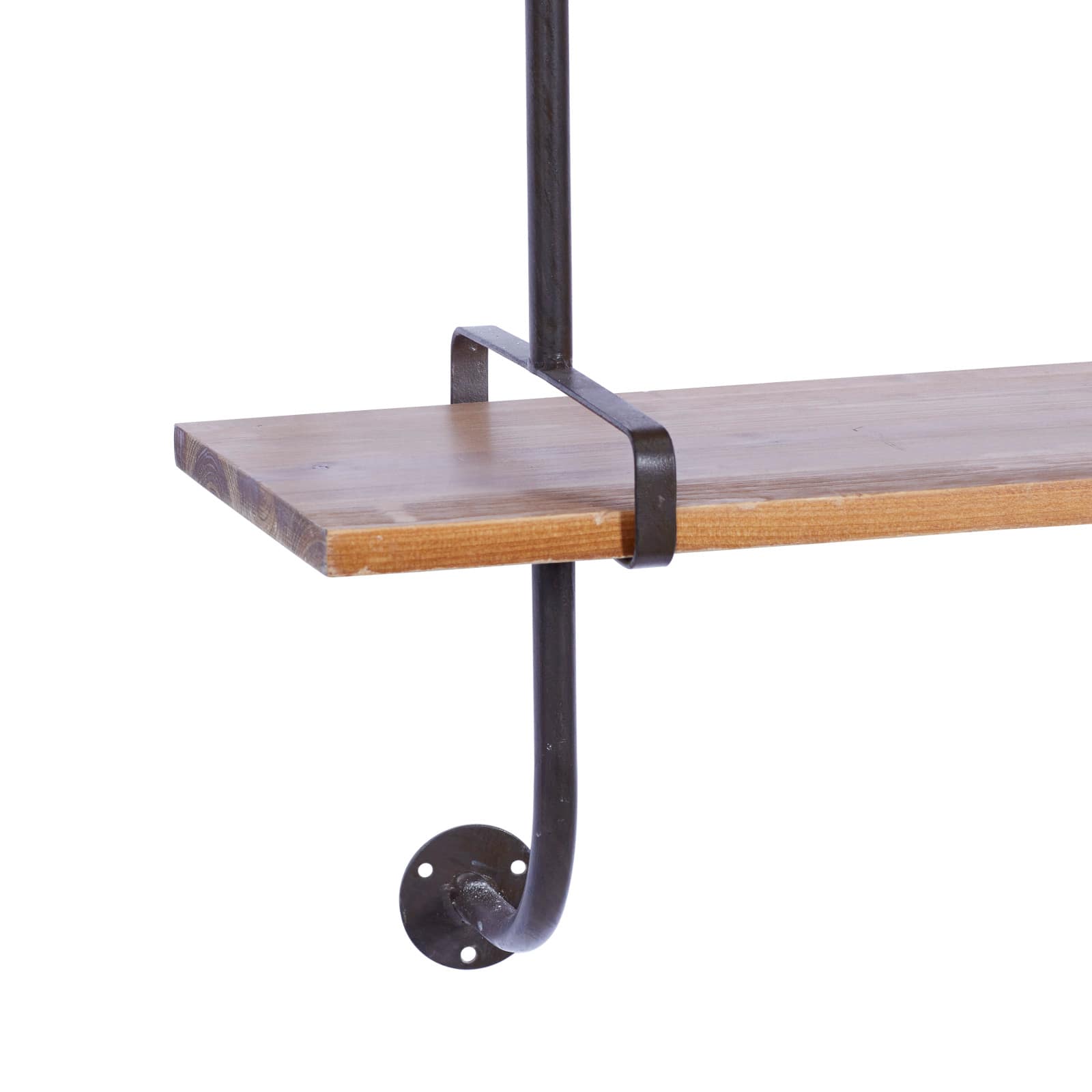 Brown 3-Tier Industrial Wood Wall Shelf