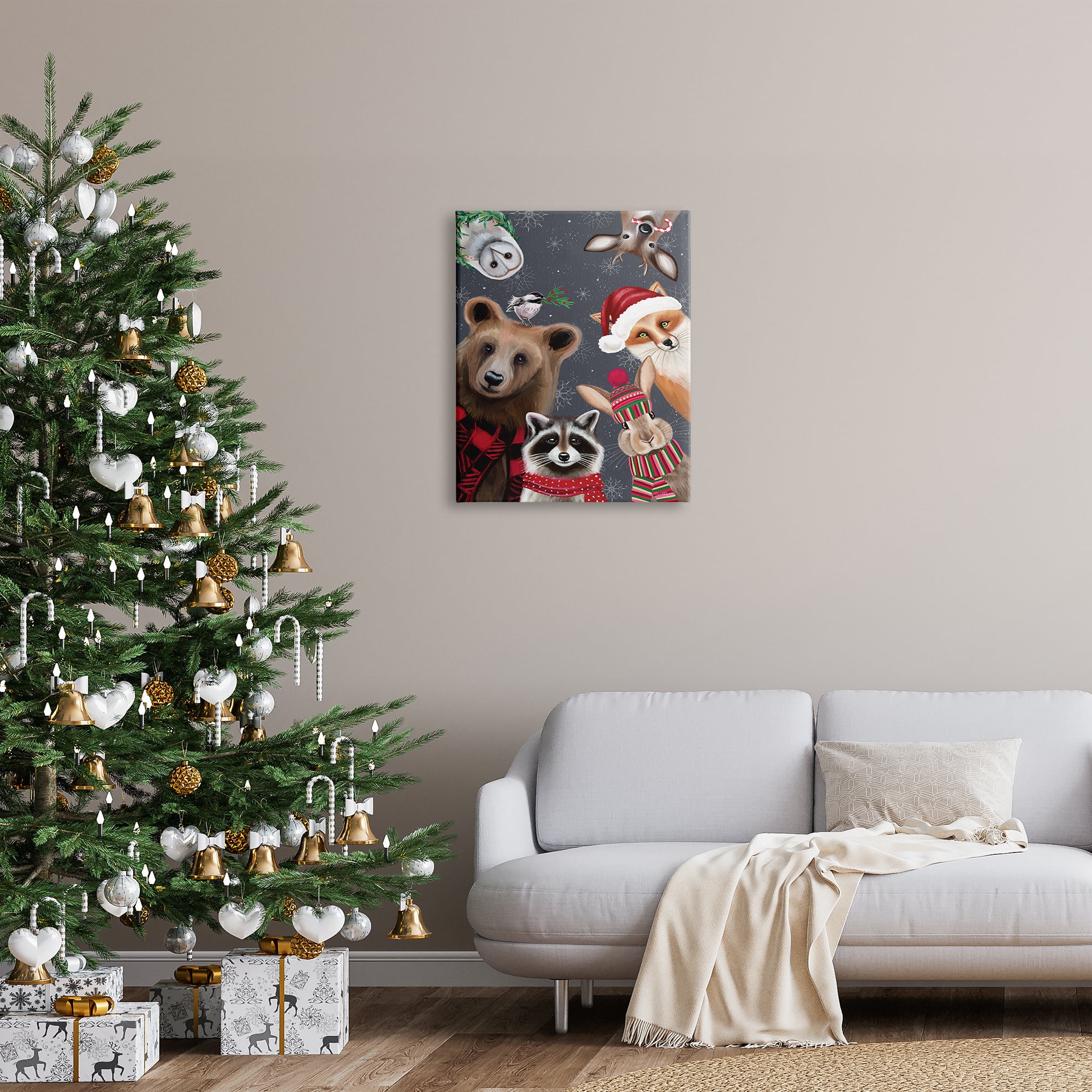 Stupell Industries Cozy Woodland Creatures Patterned Canvas Wall Art
