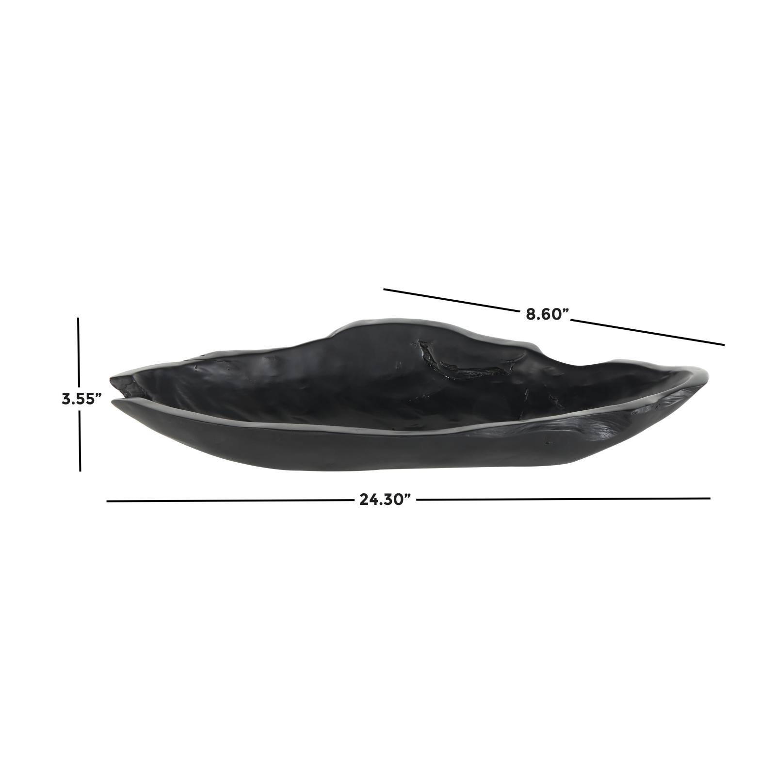 3.5" Black Teak Wood Handmade Live Edge Abstract Decorative Bowl