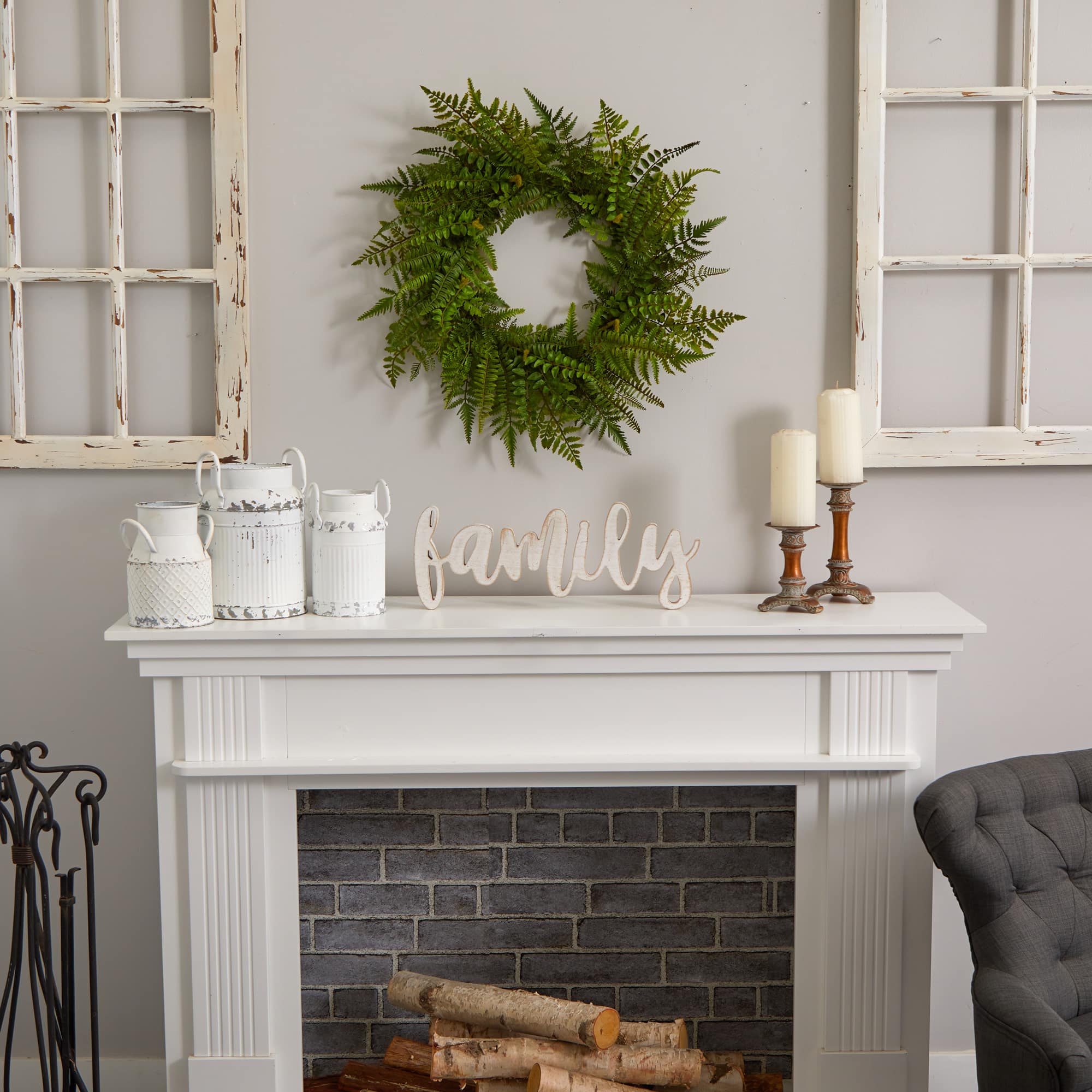 24” Mixed Fern Wreath