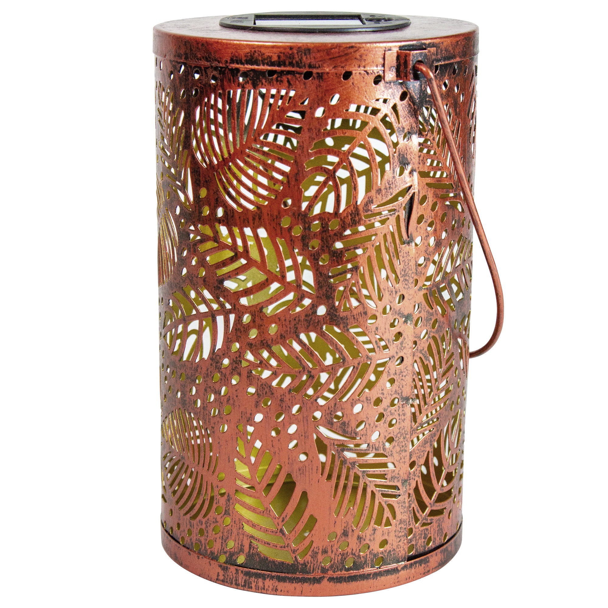 8" Bronze Foliage Outdoor Solar Lantern with Handle