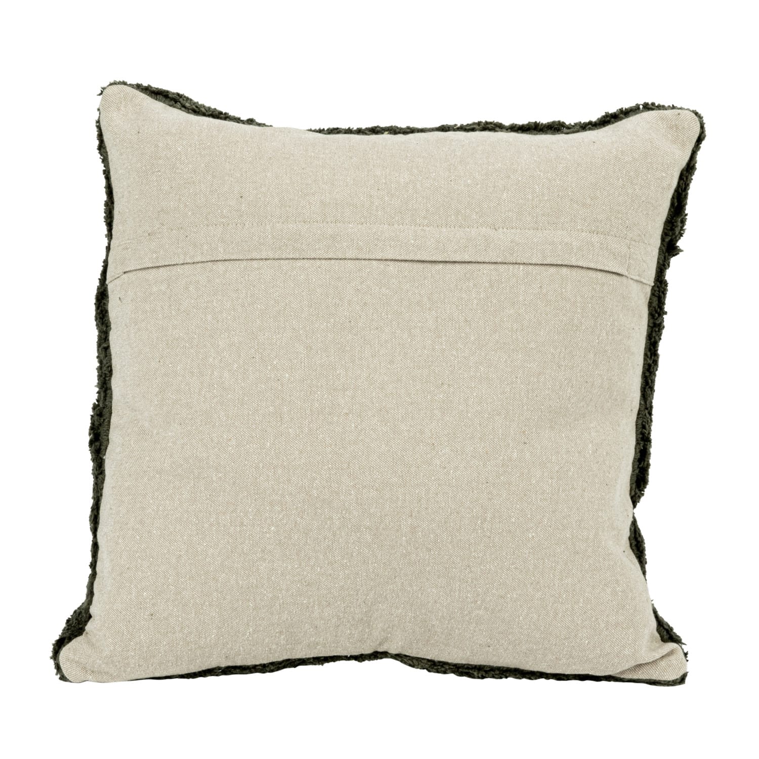Hello Honey® Forest Green Cotton Tufted Pillow with Natural Chambray Back