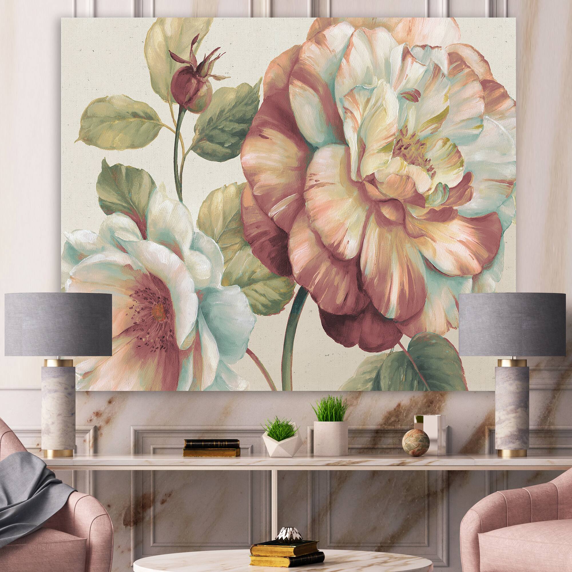 Designart - Romantic Dark Rose Blossing Flowers