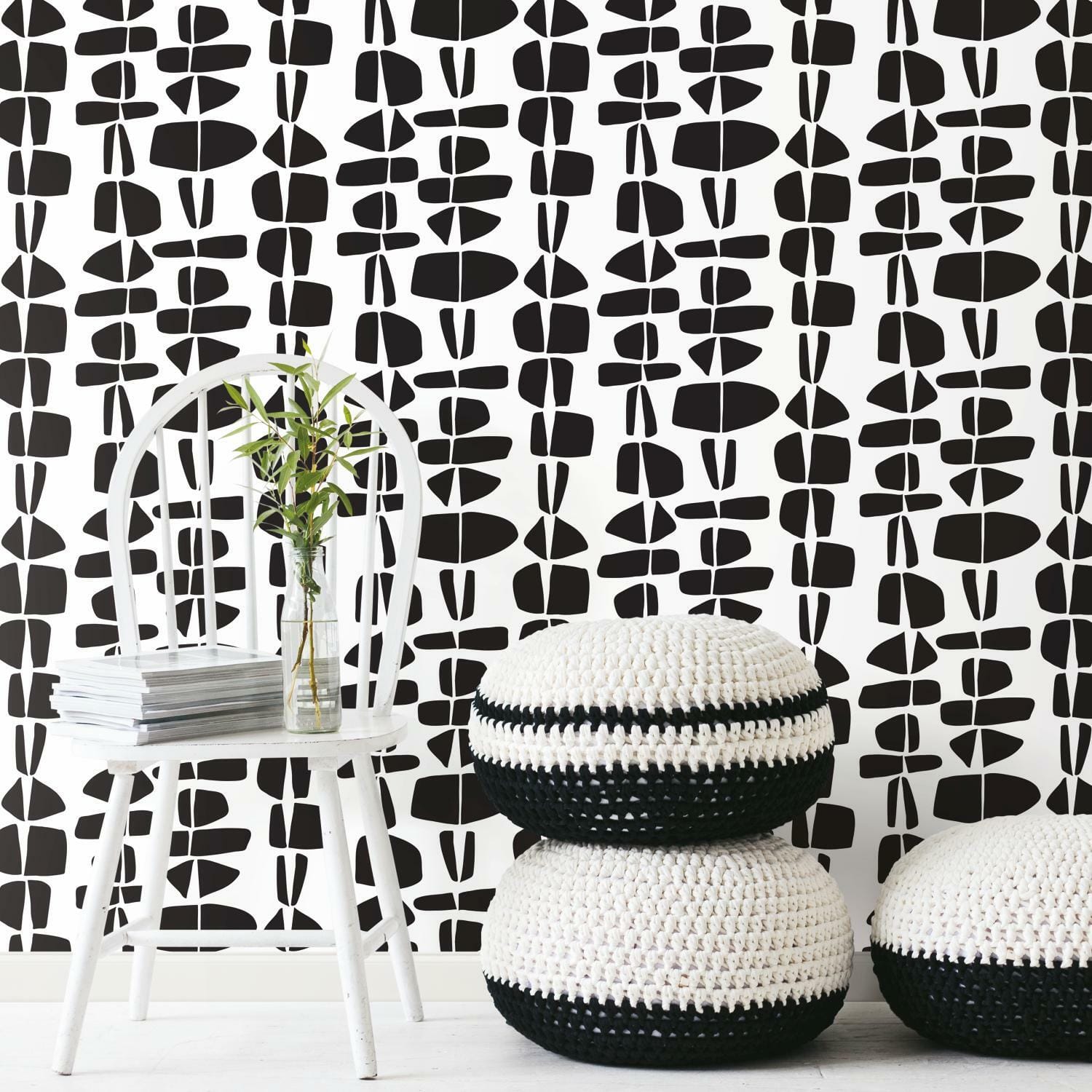 RoomMates Black Stacked Stones Peel & Stick Wallpaper