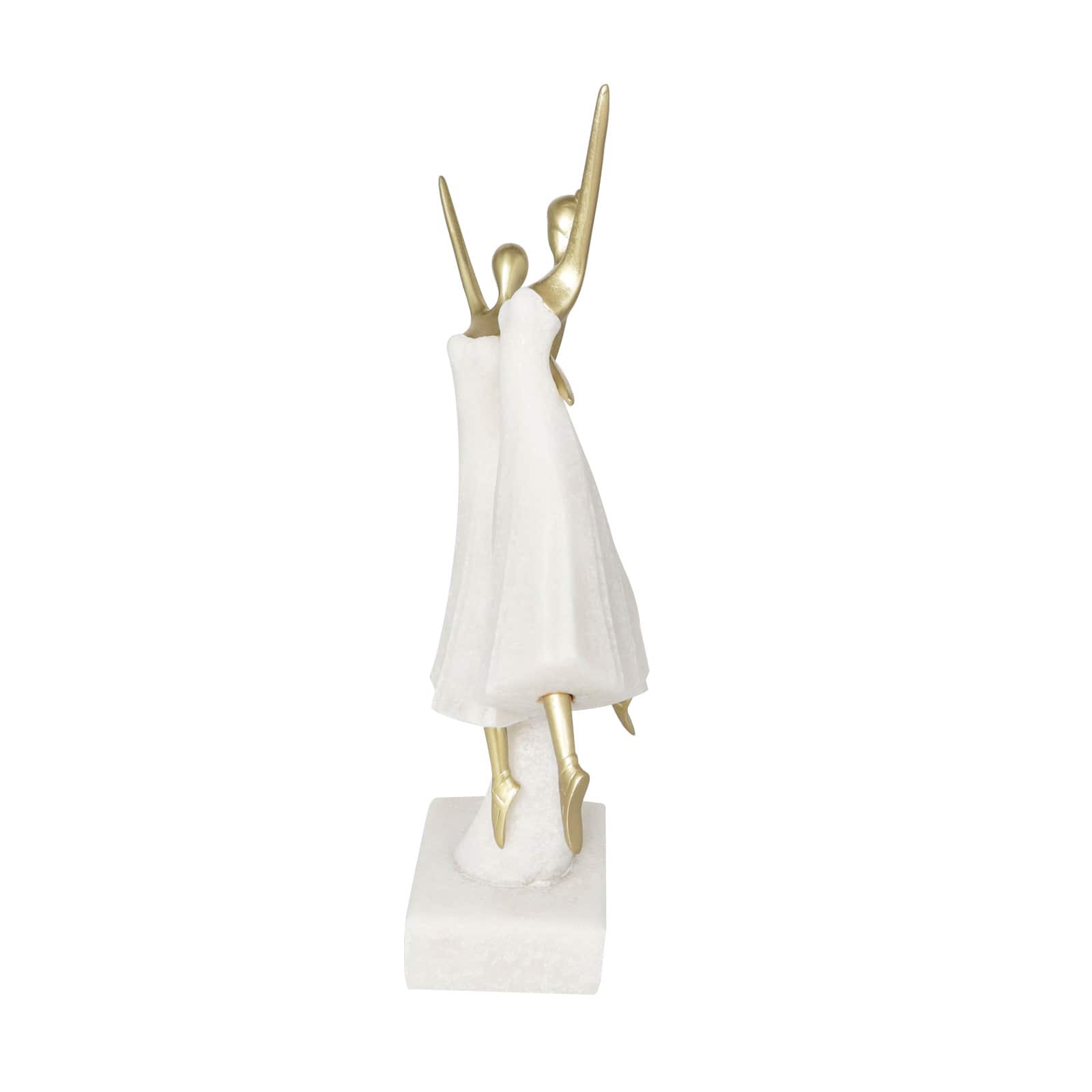 12.75" Cream Polystone Dancing Ballet Couple Sculpture Décor