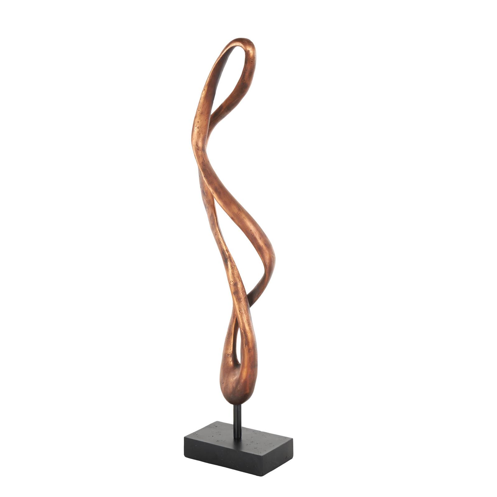 27.5" Bronze Polystone Abstract Decorative Sculpture with Rectangle Black Base