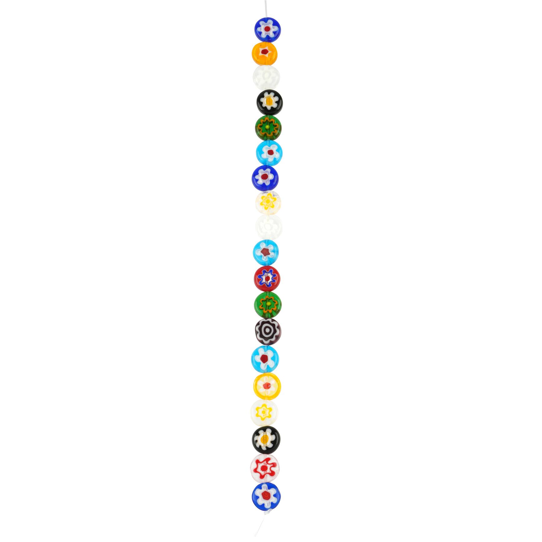 12 Packs: 19 ct. (228 total) Millefiori Flower Glass Coin Beads by Bead Landing™