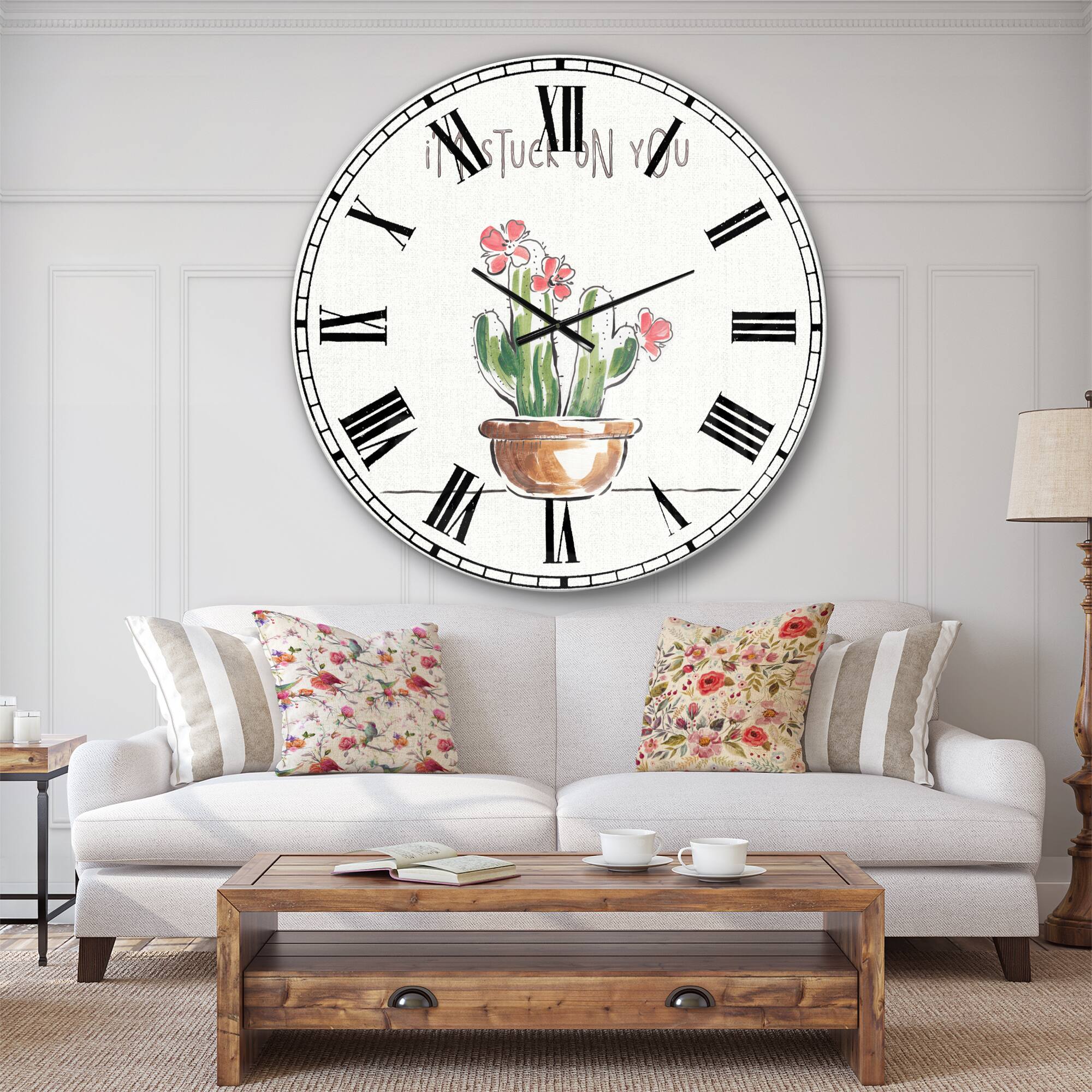Designart 'Desert Botanical Bloom Ii Farmhouse Wall Clock