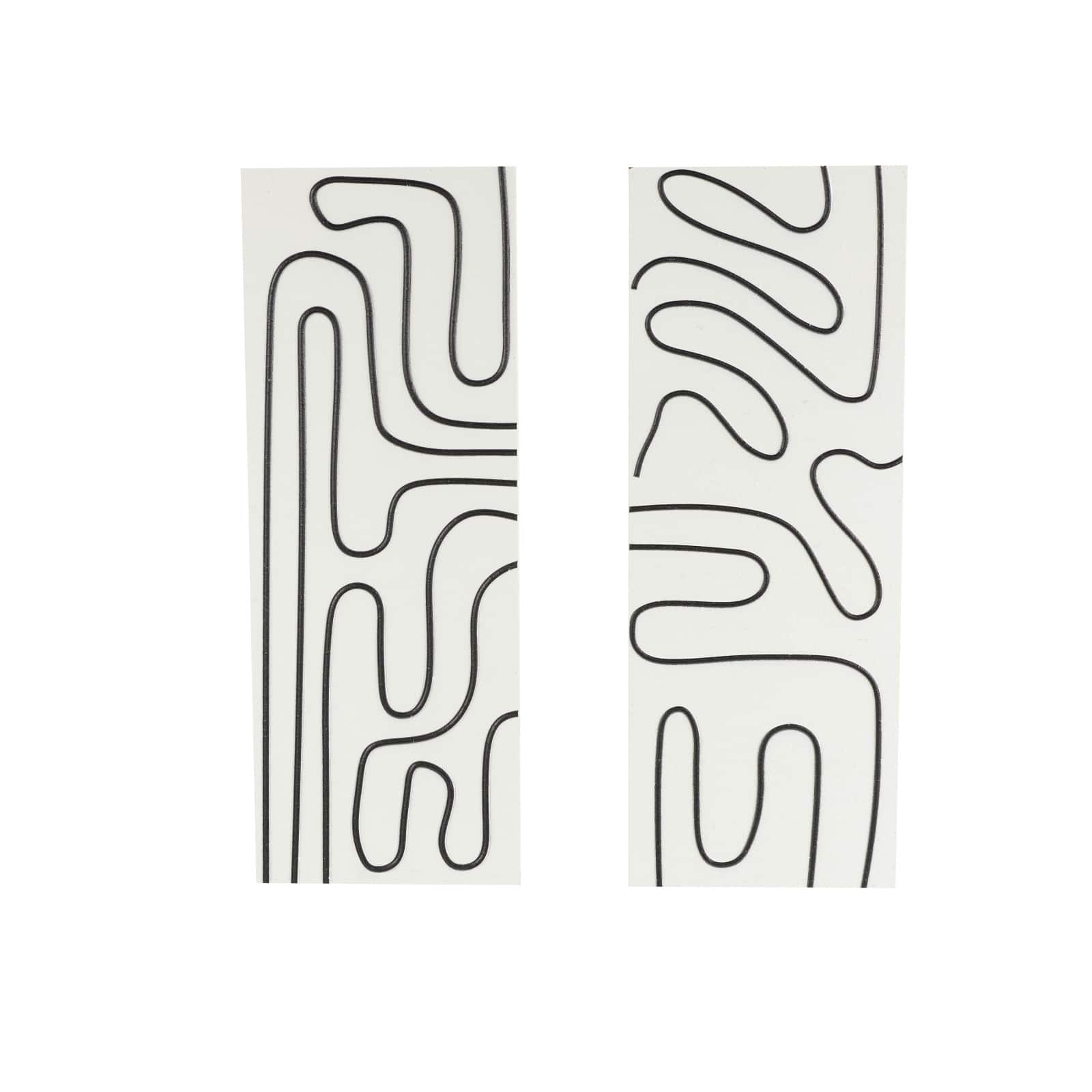 32" x 12" White Wood Geometric Wall Art Set with Black Accents