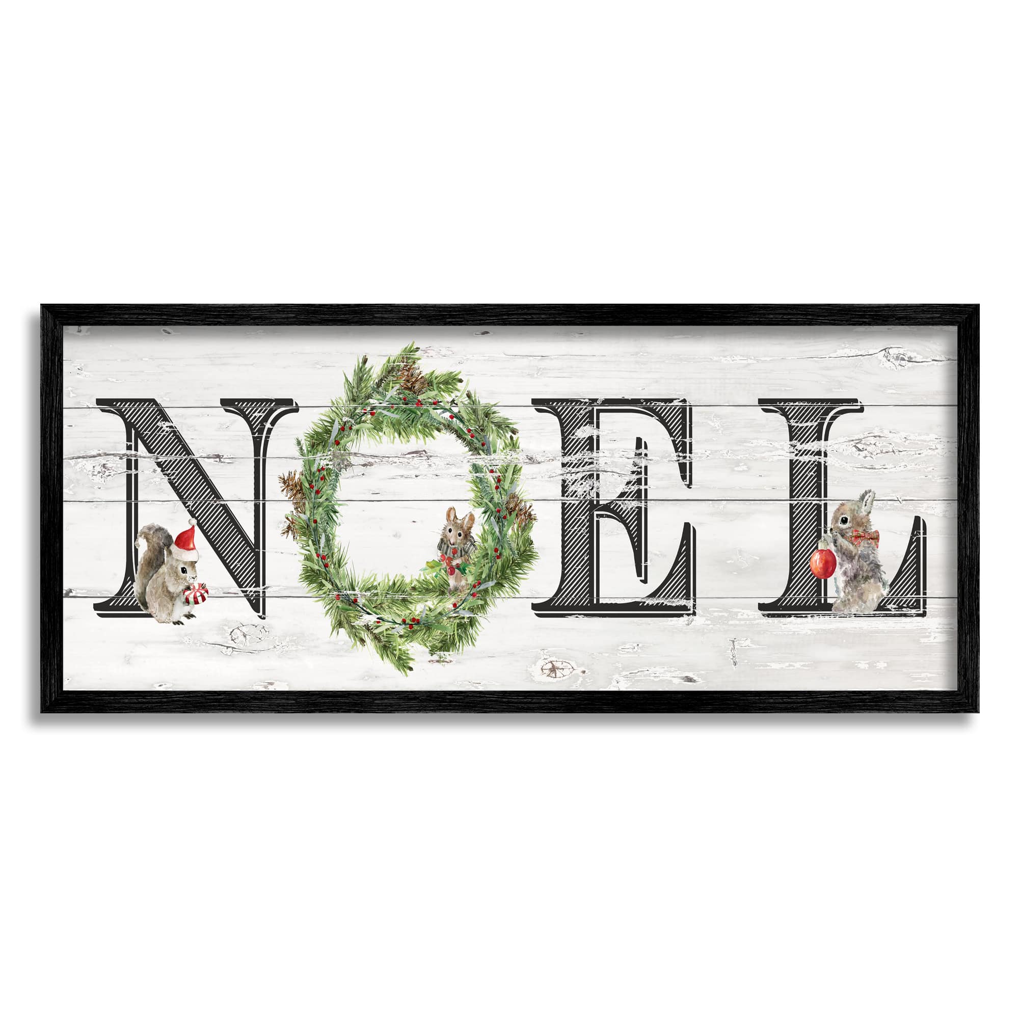 Stupell Industries Woodland Animal Noel Sign Framed Giclee Art