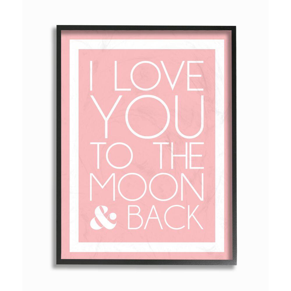 Stupell Industries Pink & White I Love You To The Moon Framed Giclee Textured Wall Art