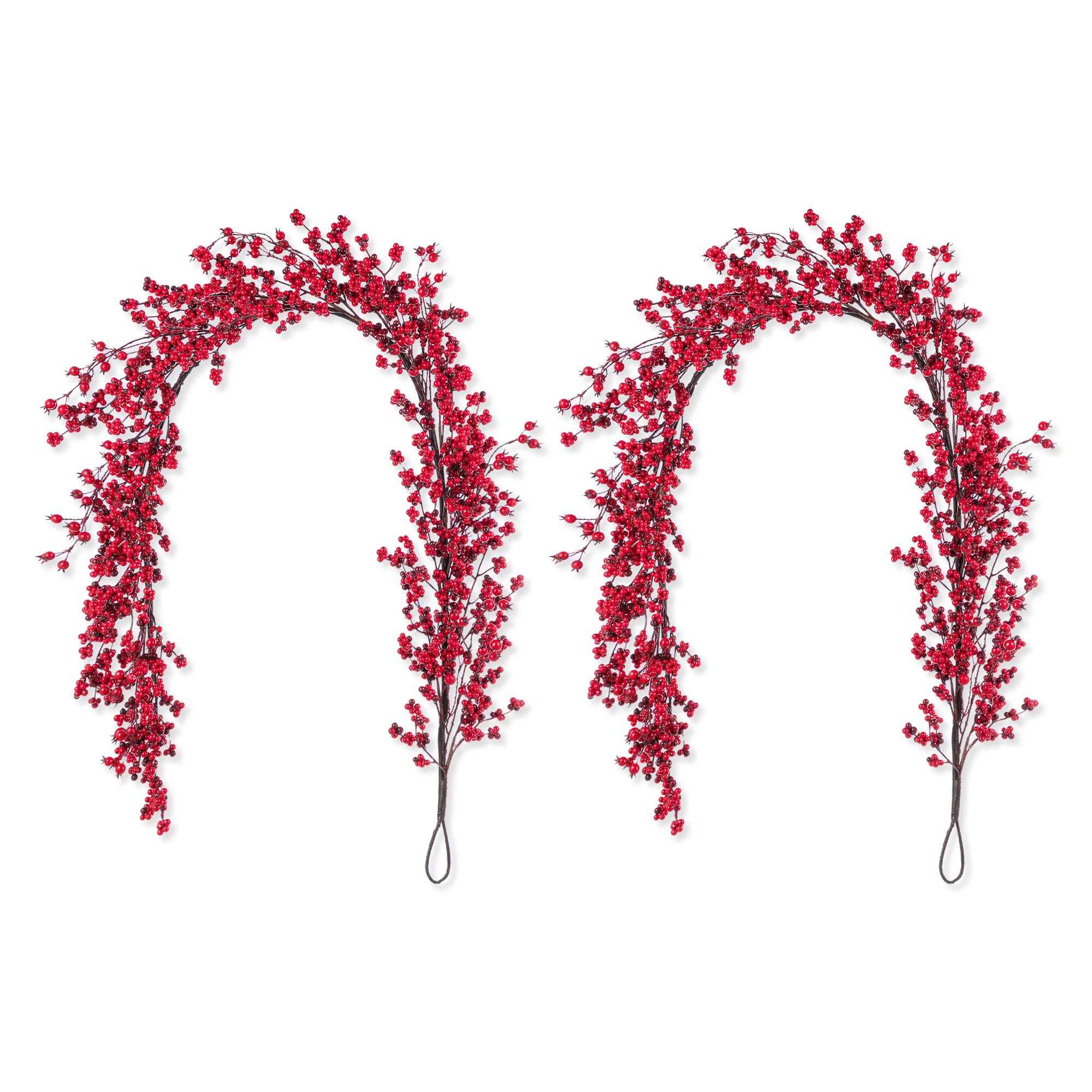 Glitzhome® 6ft. Christmas Red Berries Garland, Set of 2