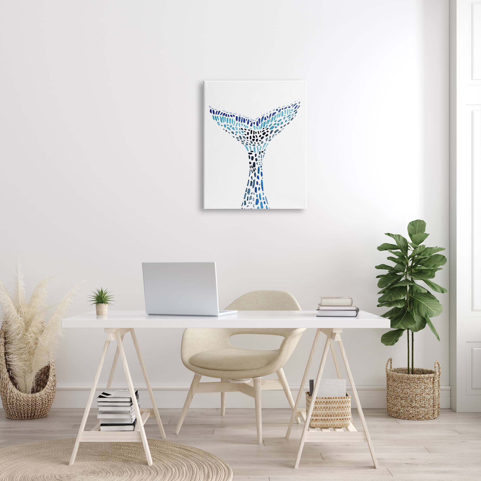 Stupell Industries Abstract Nautical Fin Blue Geometric Block Pattern Wall Art
