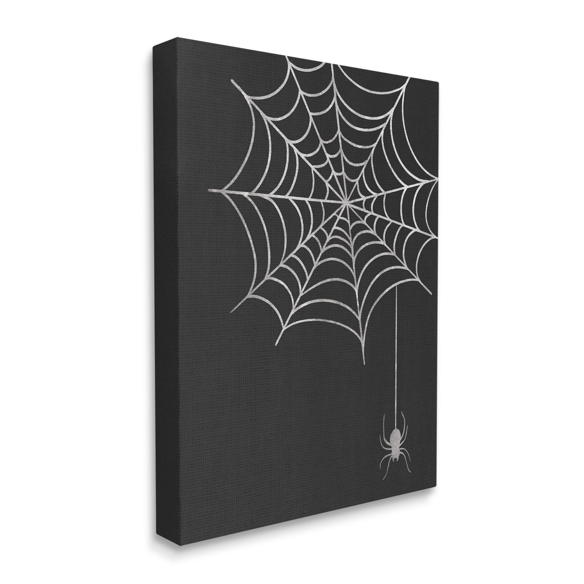 Stupell Industries Casual Black Hanging Spider Web Canvas Wall Art