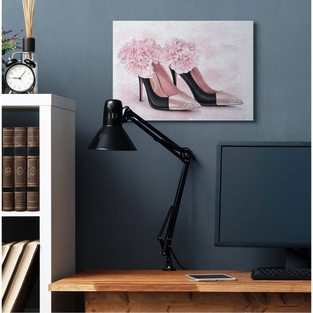 Stupell Industries Fashion Heels Pink Flower Glam Design Canvas Wall Art