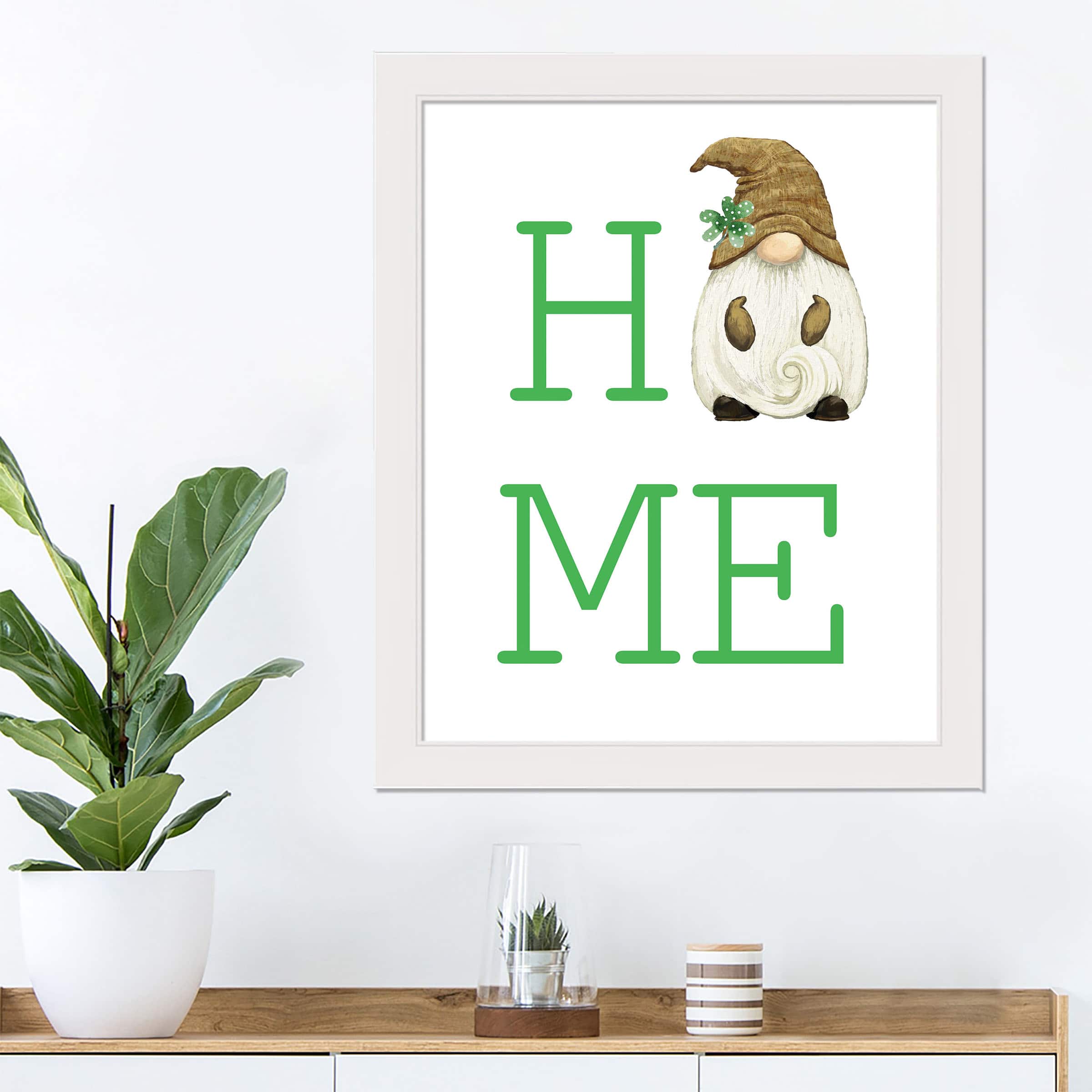 Home Gnome 16" x 20" White Framed Print Under Plexiglass