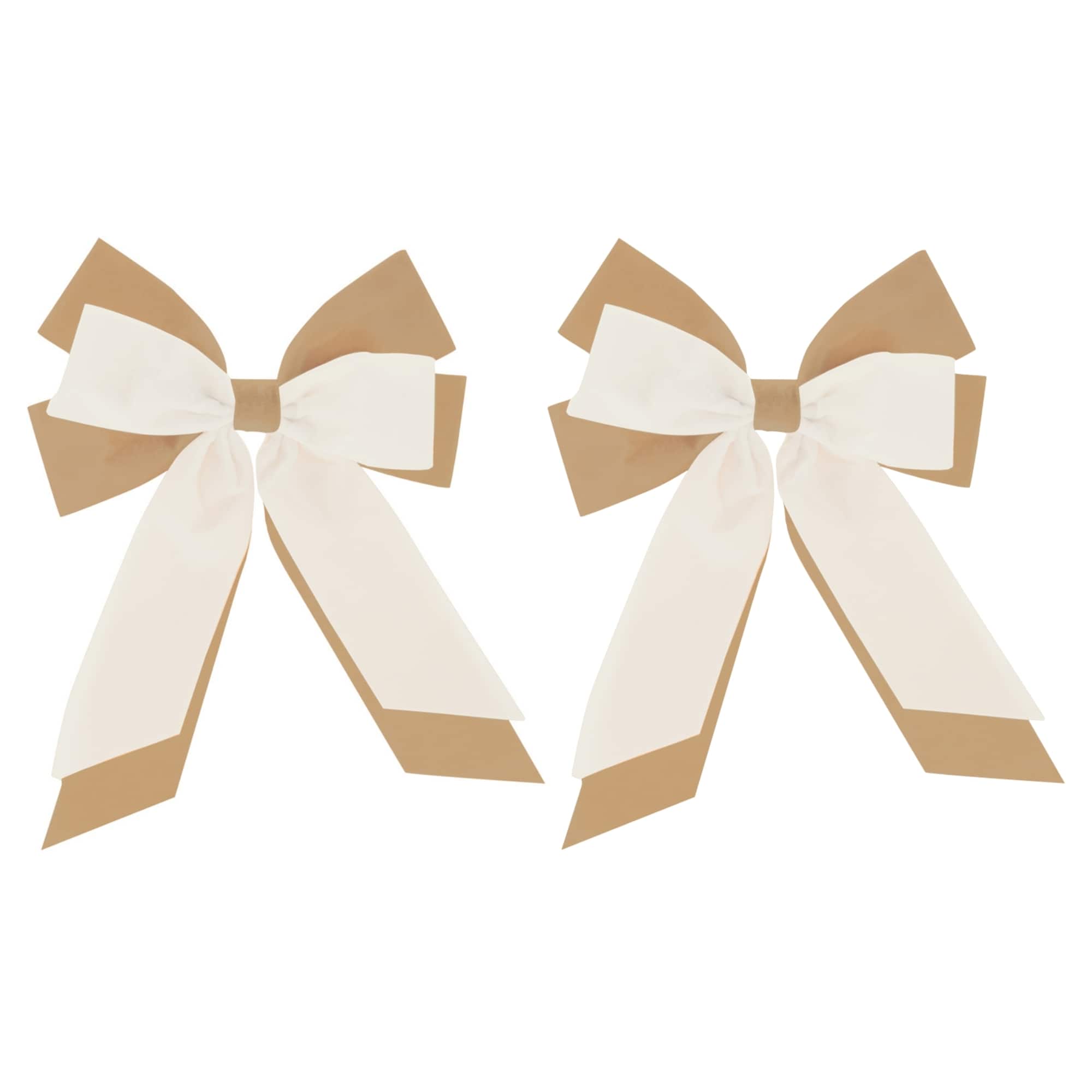 Melrose Cream & Tan Double Bow Ornaments, 2ct.