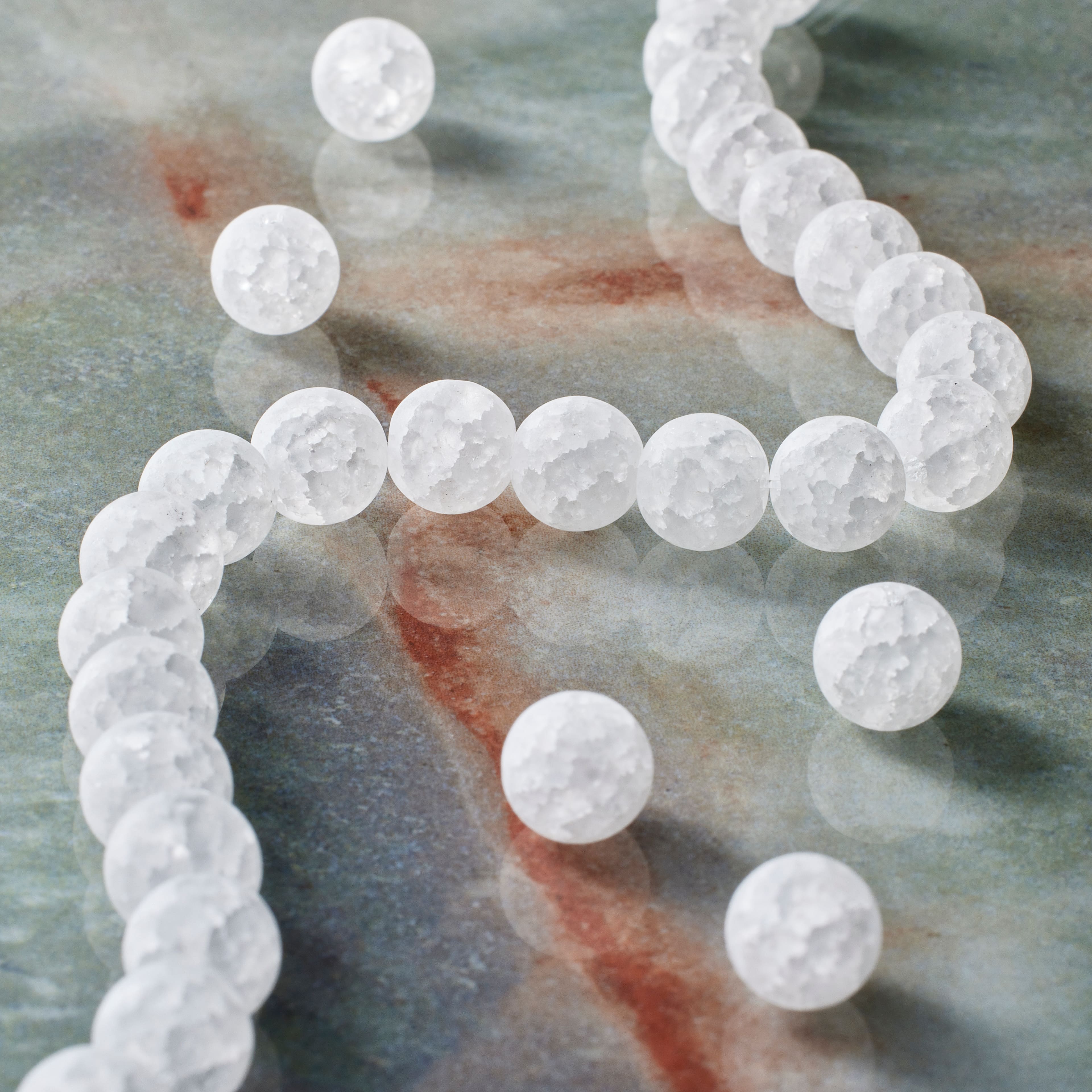 White Cracked Quartz Round Beads by Bead Landing