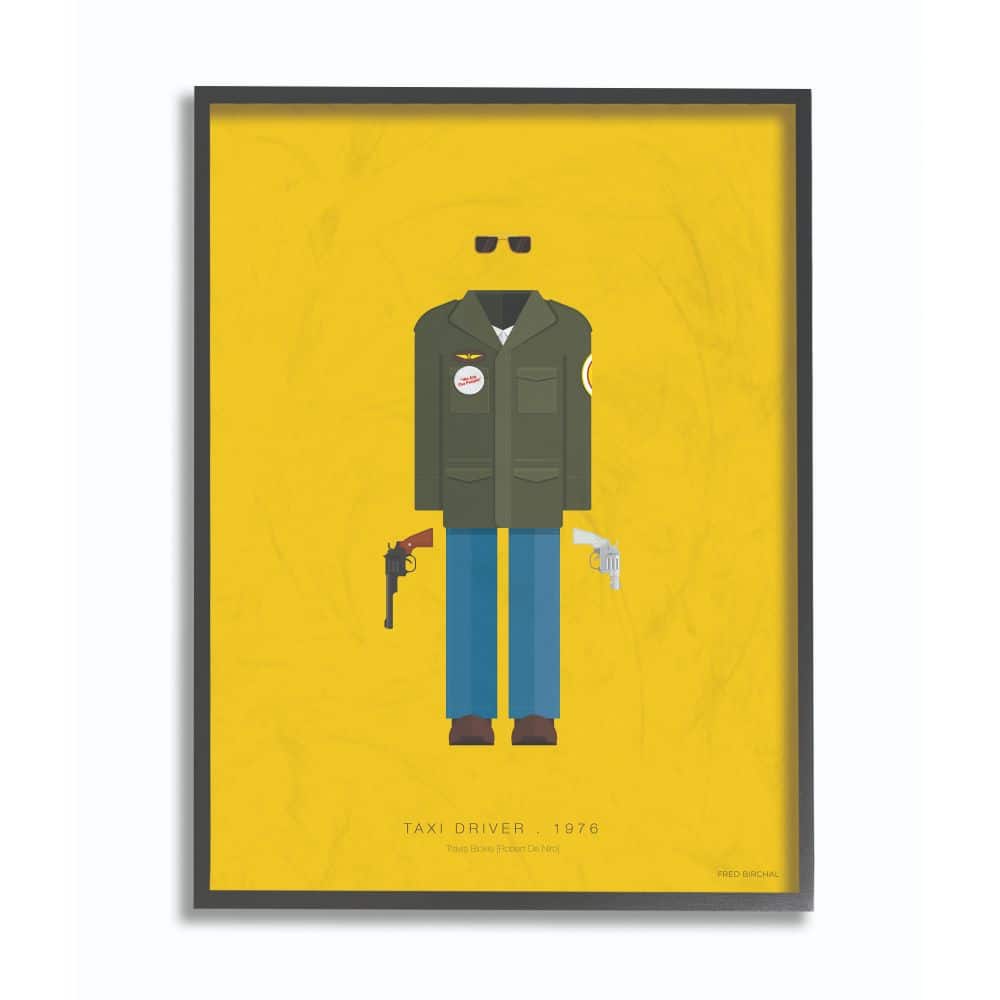 Stupell Industries Taxi Driver Minimalist Illustration Black Framed Wall Art