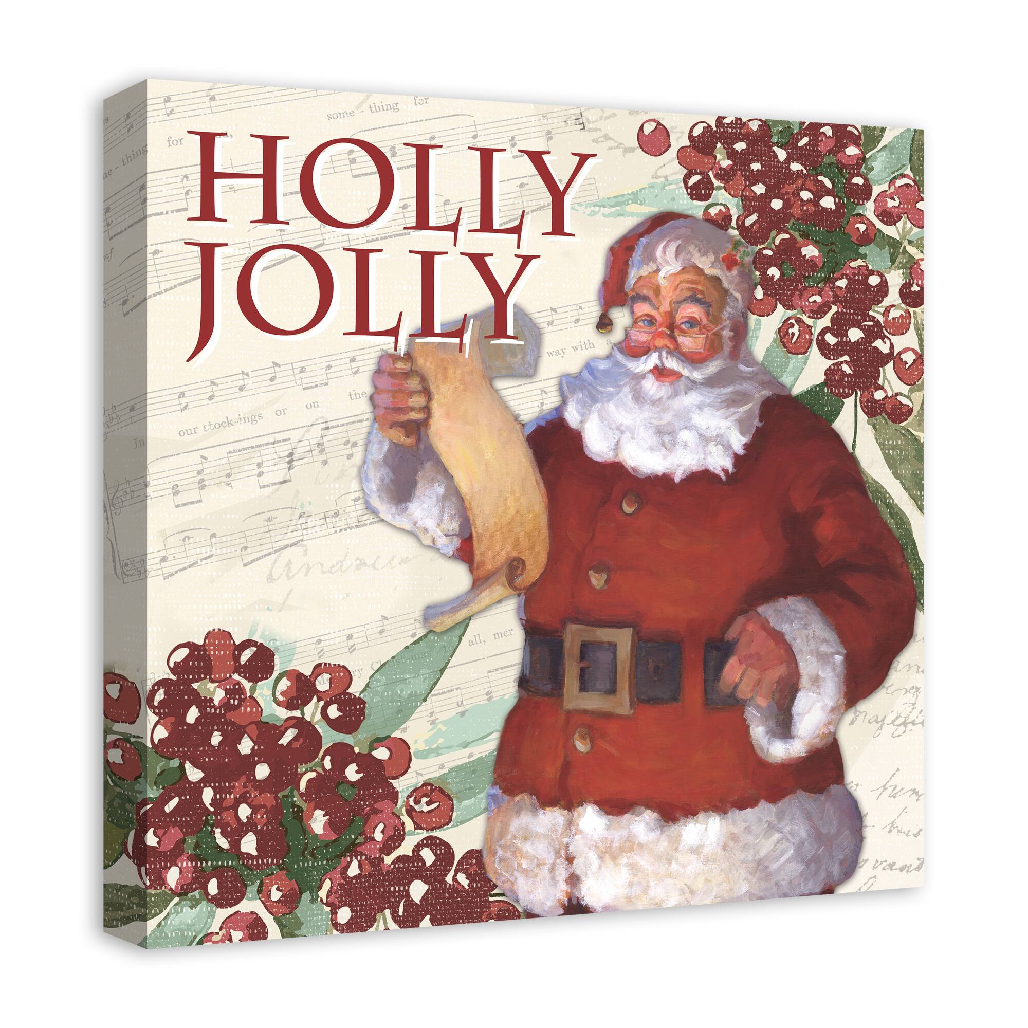 Holly Jolly Santa 20x20 Canvas Wall Art