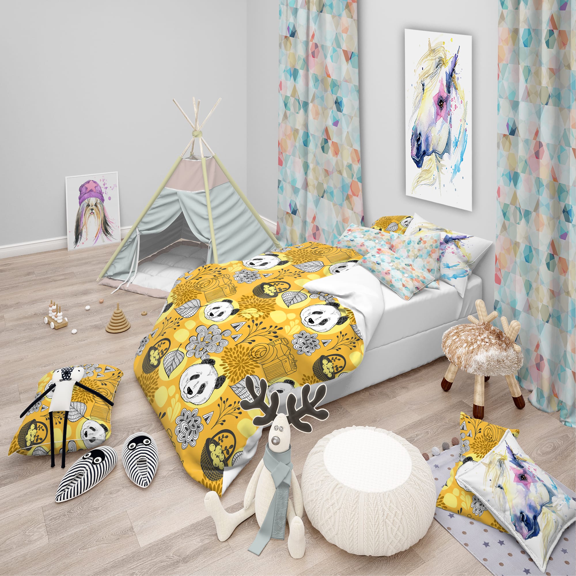 Designart 'Cute Doodle Panda