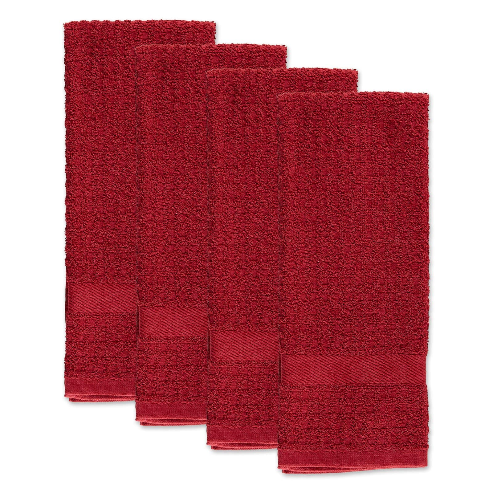 DII® Solid Barn Red Waffle Terry Dishtowels, 4ct.
