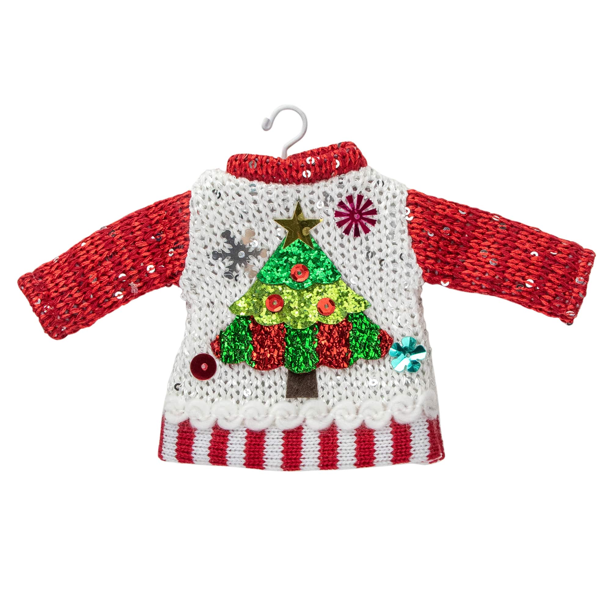 Knitted Ugly Sweater with Hanger Yarn Christmas Tree Ornament