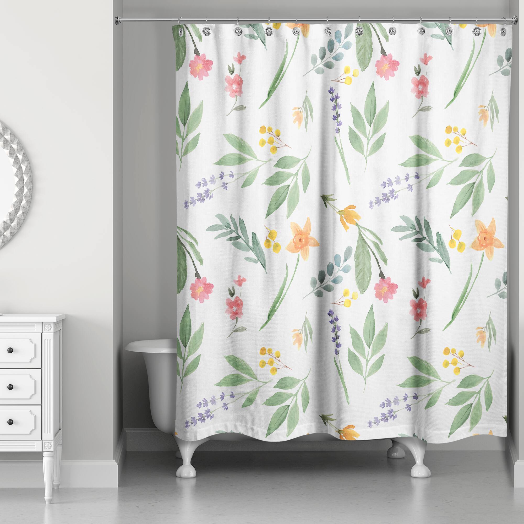 Spring Flower Bunches 71" x 74" Shower Curtain