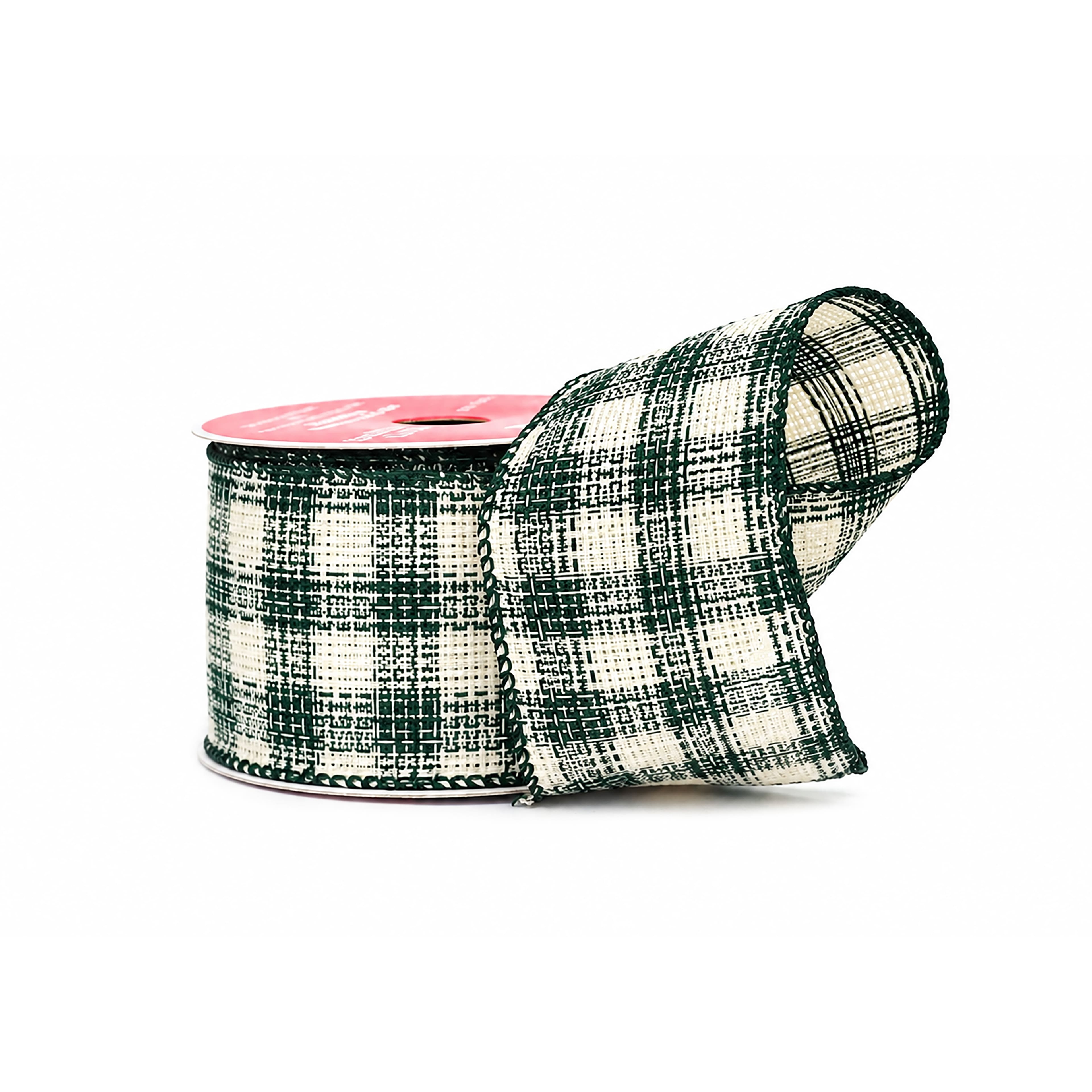 2.5" x 6.6yd. Rustic Green & Cream Plaid Wired Ribbon by Celebrate It®